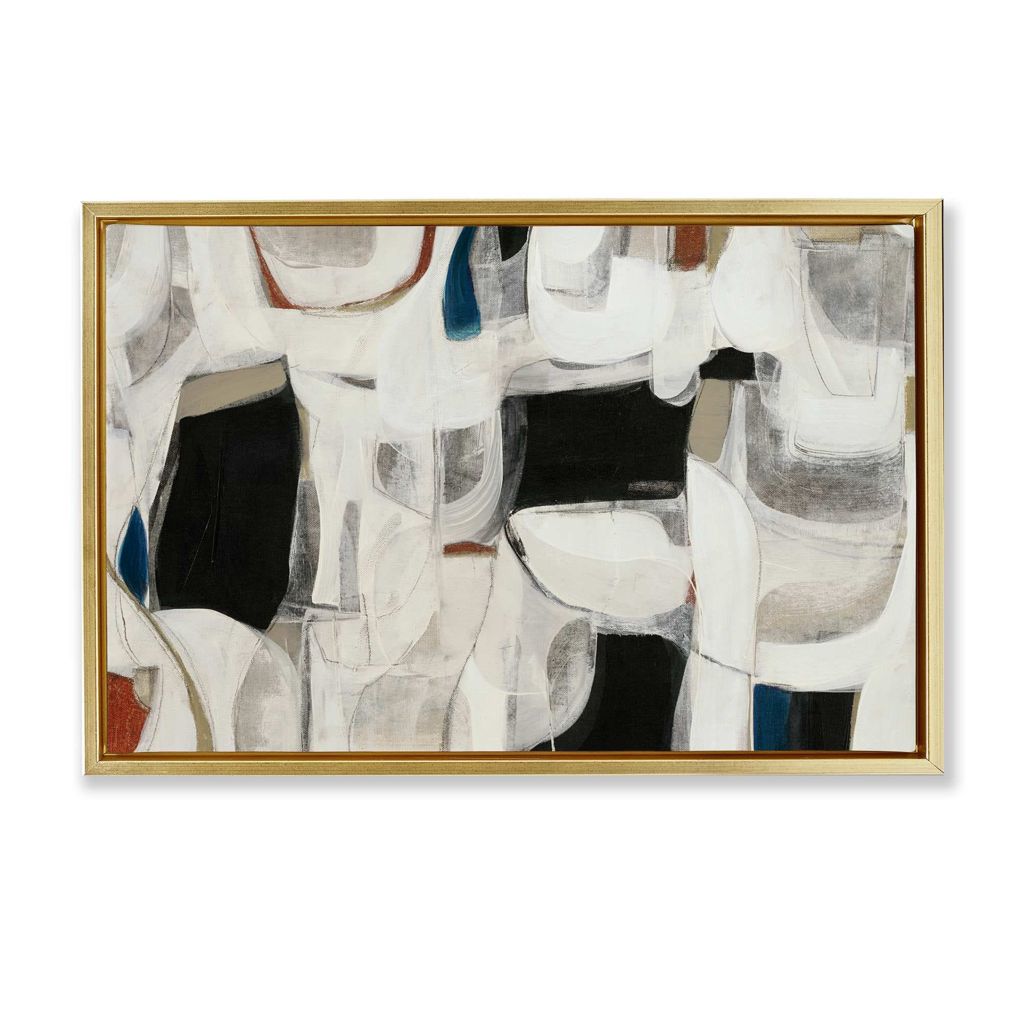 Stupell Industries BS-617-FFG-20X30 Dynamic Earthy Shapes Gold Framed Floater Canvas Wall Art By Kippi Leonard 31 x 21