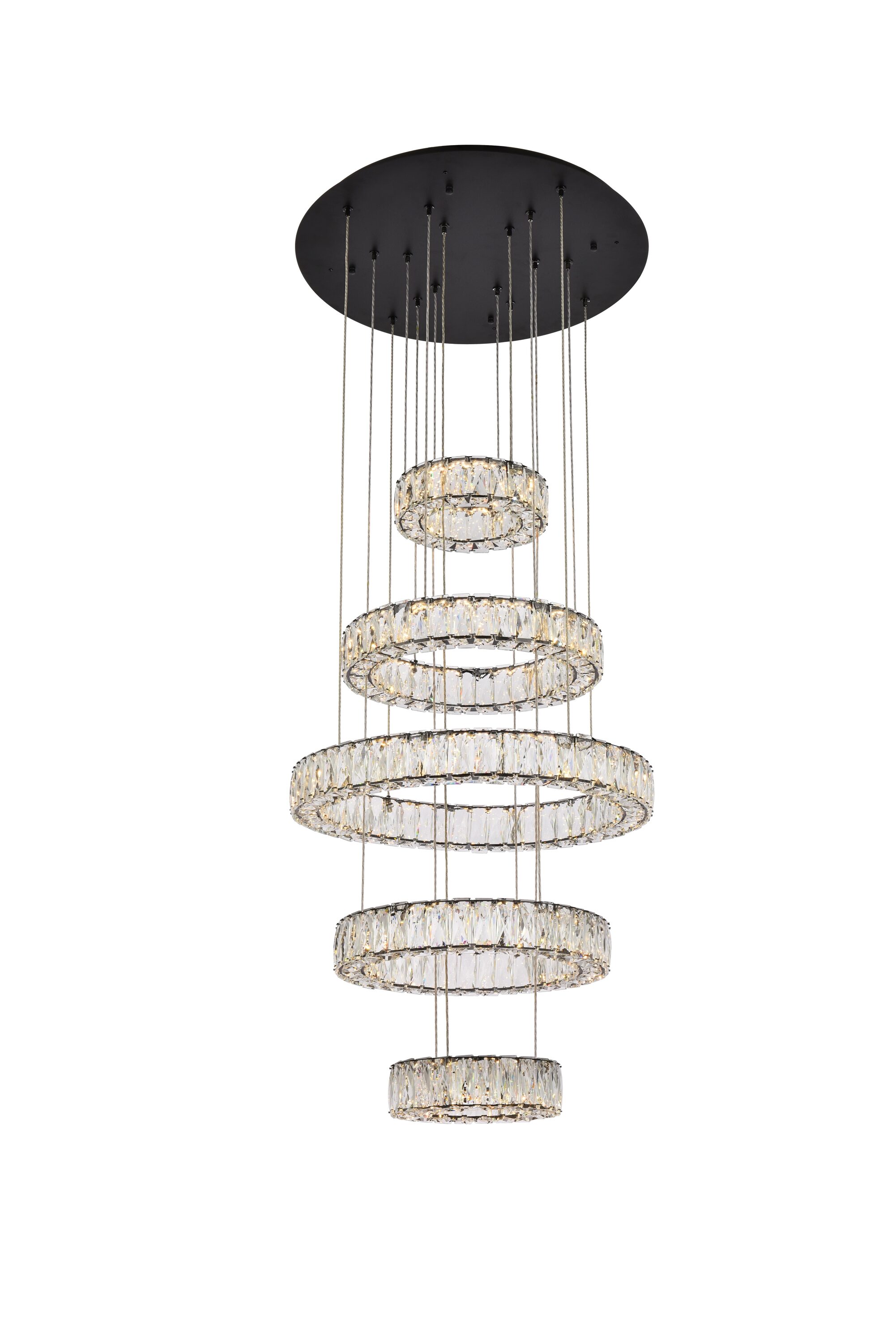 Elegant Decor HF10509G5LBK Home Furnishing 5 -Light Black Modern/contemporary Integrated LED Crystal For Use in Bedrooms, Dining Rooms, Foyers, Kitchens, Living Rooms Chandelier