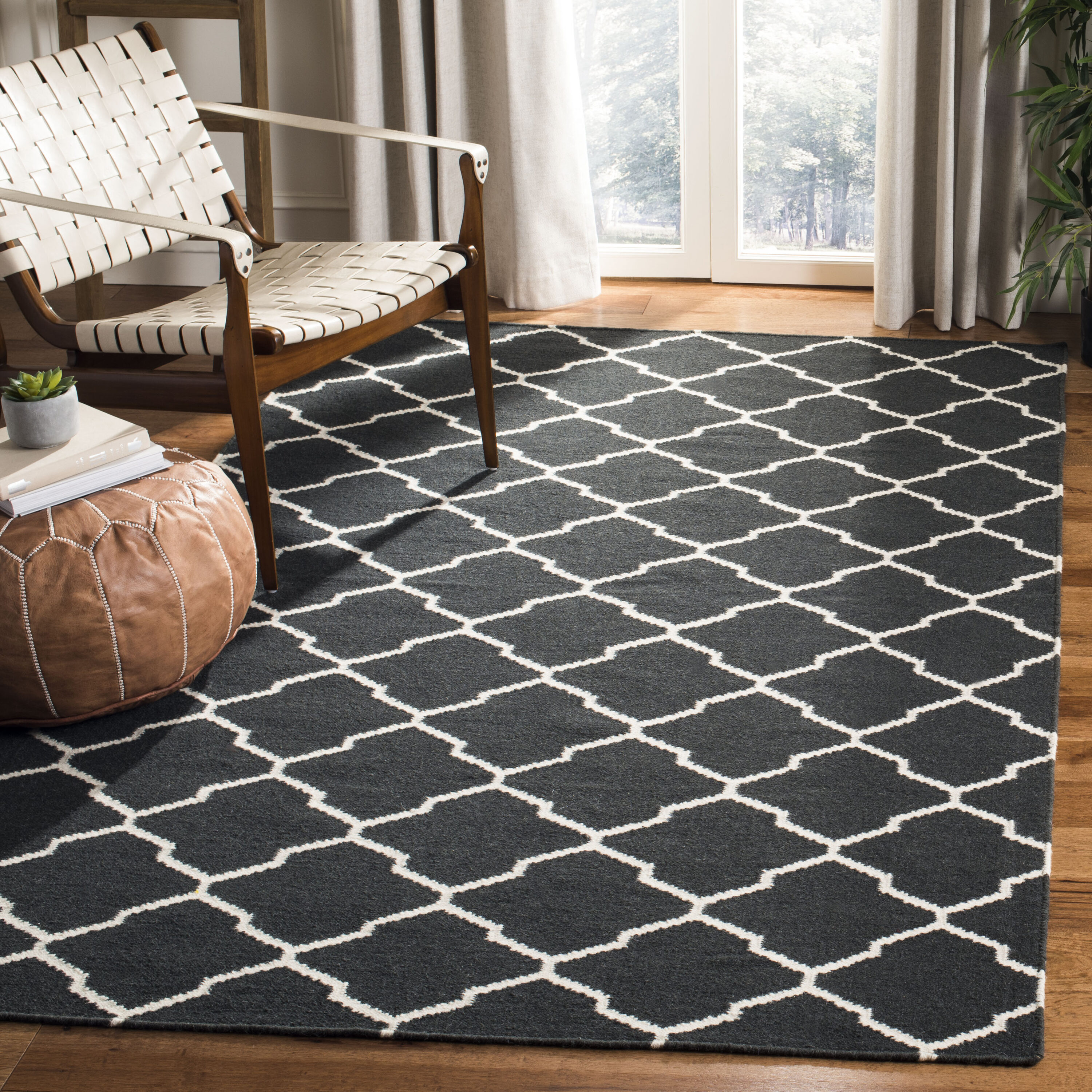  Dhurries 204 Chocolate/Ivory Contemporary 5ft x 8ft Medium Rectangle Rug