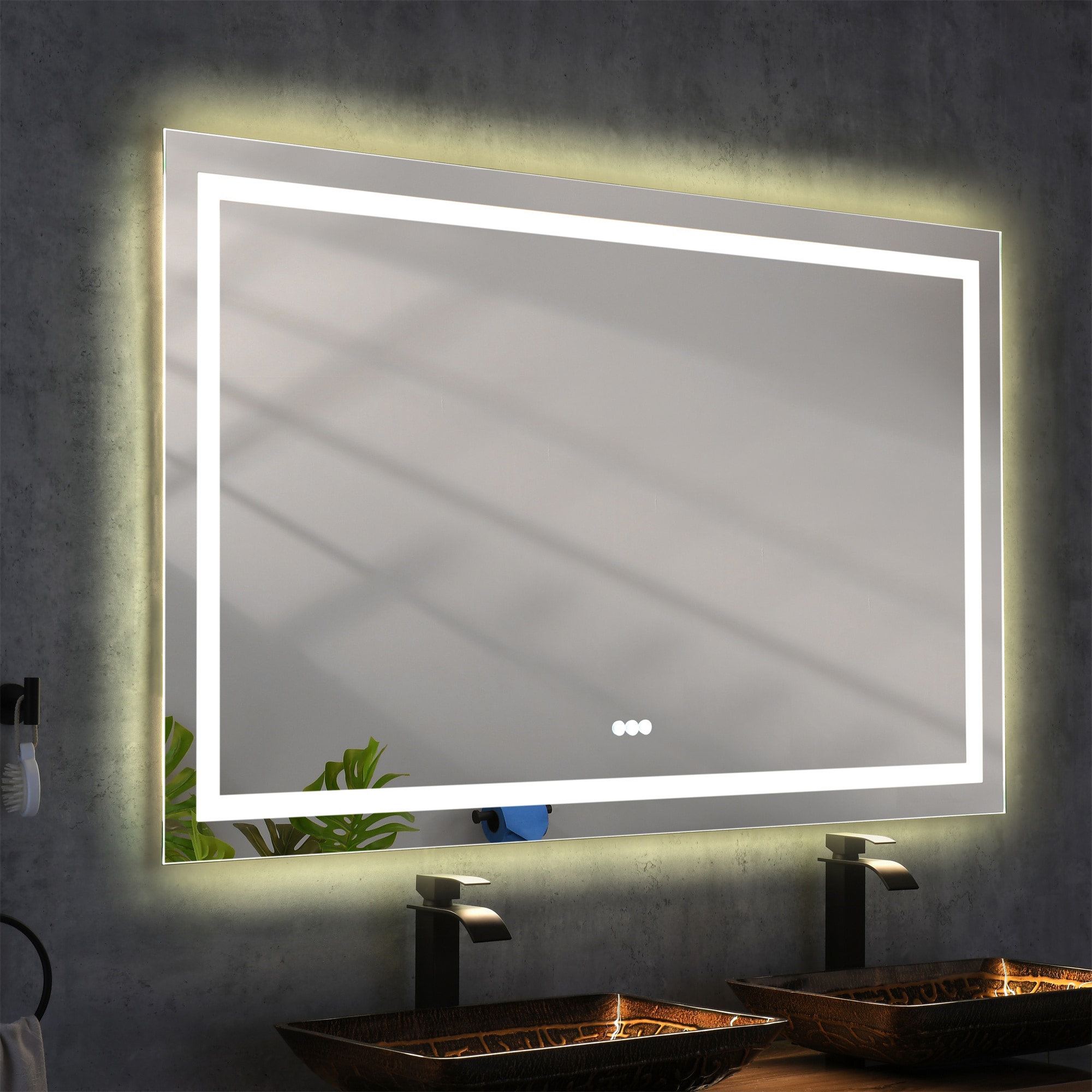 BABOOM BOM-8131925-OR Led Bathroom Vanity Mirror 60-Inches x 30-Inches Beveled Frameless Rectangle Dimmable LED Lighted Fog Free Bathroom Vanity Mirror ( White )