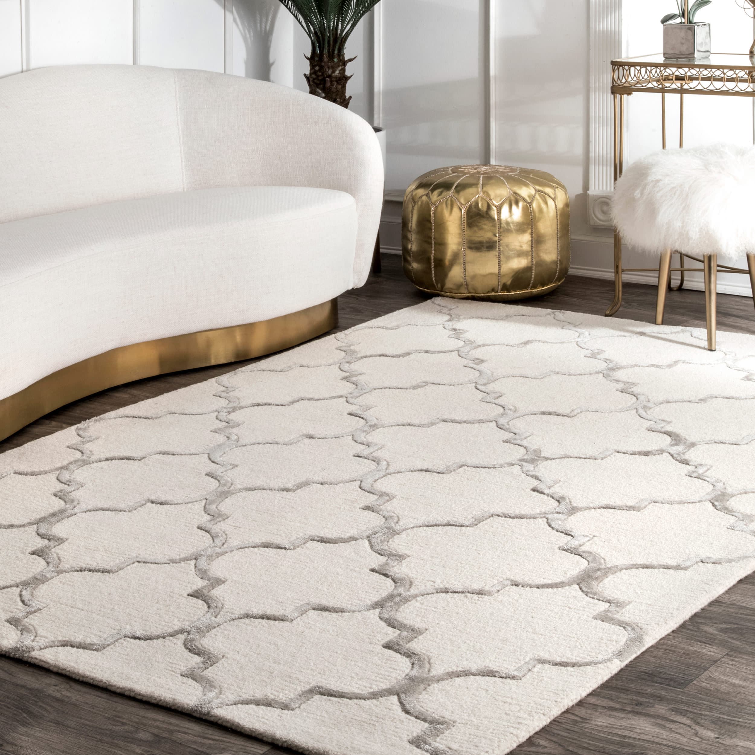 nuLOOM SBHAC13A-76096 Caspian 8 x 10 (ft) Tufted Wool Nickel Rectangular Indoor Trellis Global Area rug