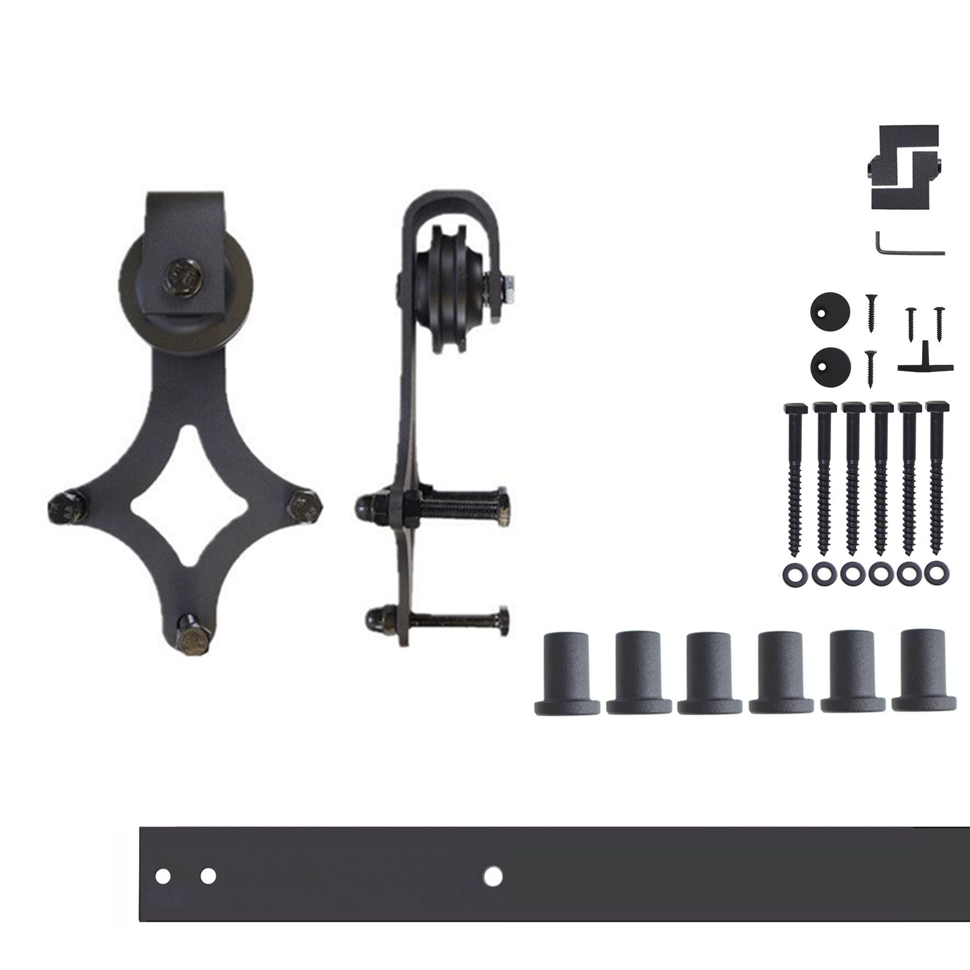 HOMACER 72-in Rustic Black Indoor Top Mount Single Barn Door Hardware Kit DZ1TGH072C Sansujyuku sansujyuku.com