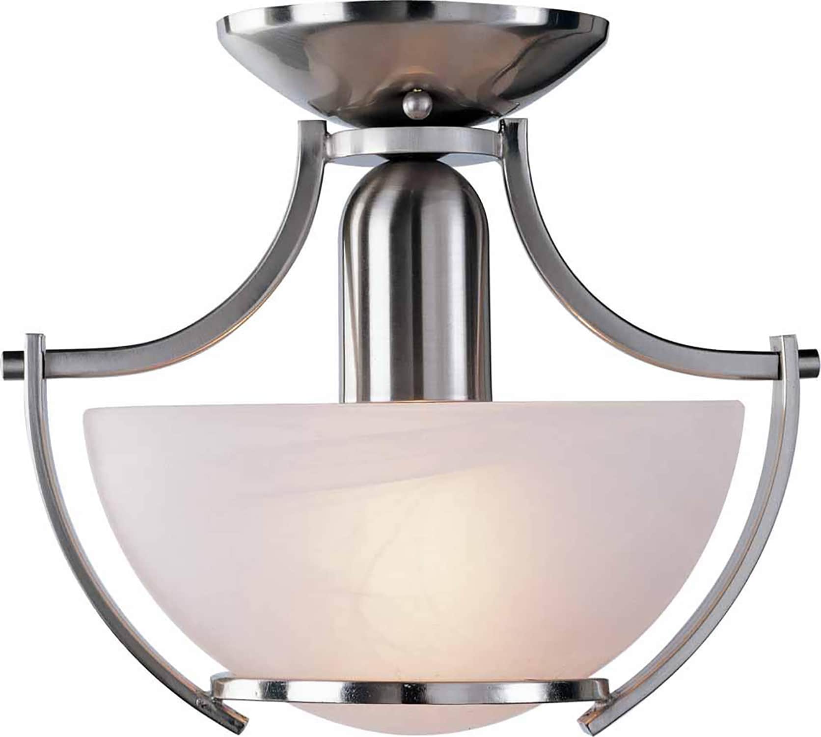 Brushed Nickel Alabaster Glass Semi Flush Mount Light