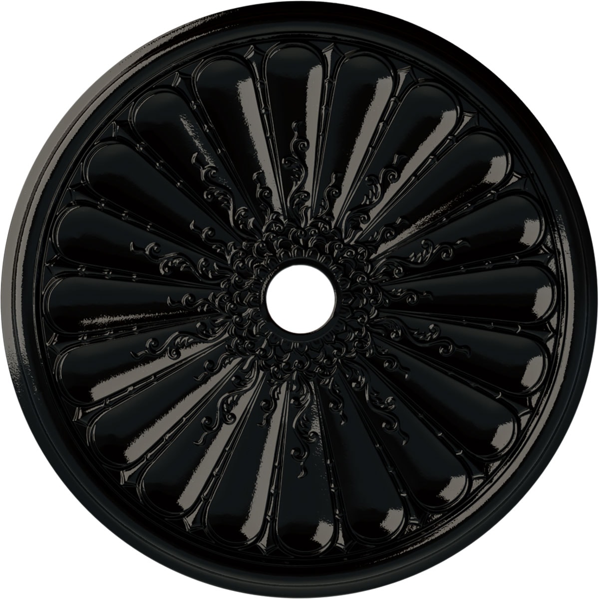 Ekena Millwork CM31KIBPS Kirke 31.5-in W x 31.5-in L Painted Black Pearl Polyurethane Whole Ceiling Medallion