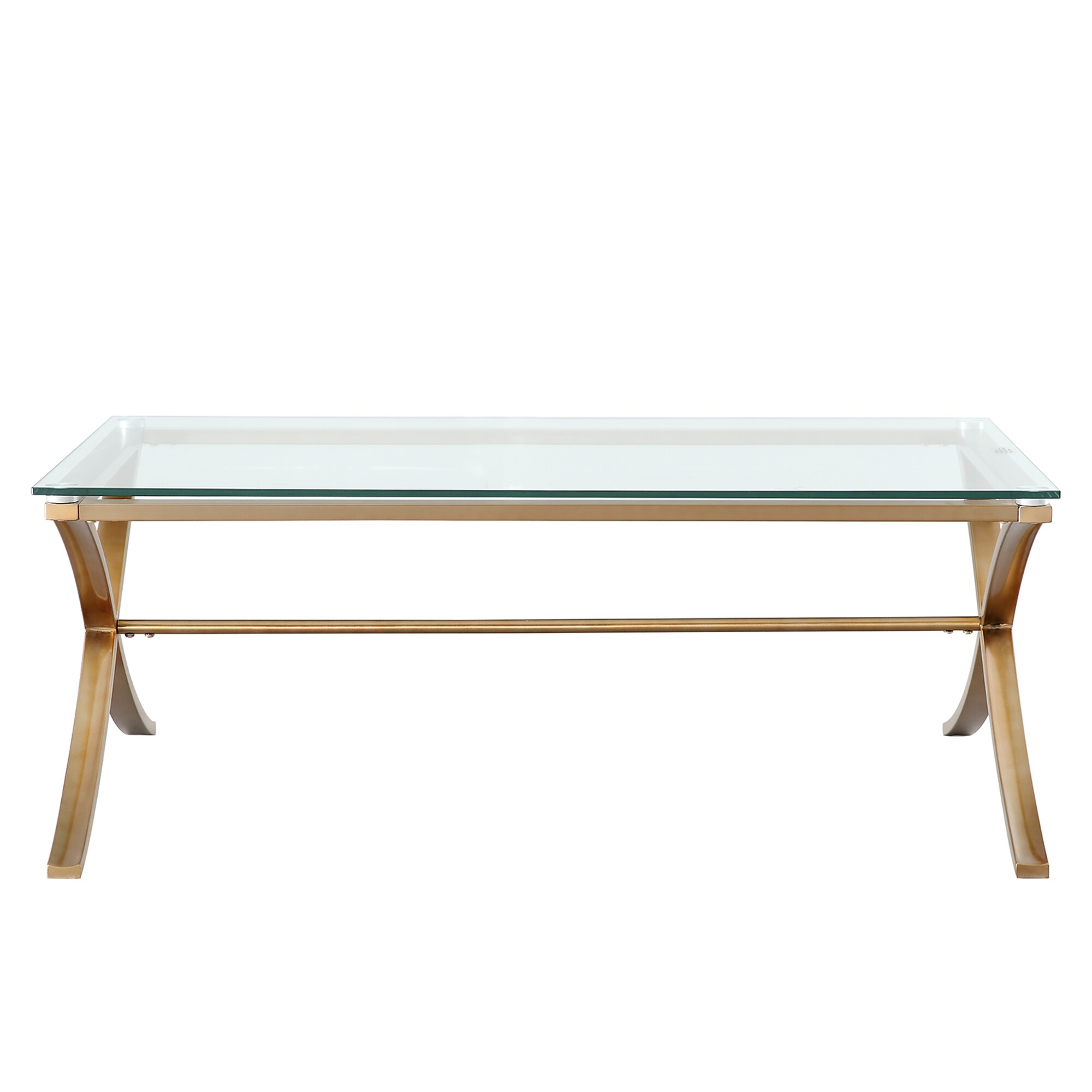CASAINC WF-CT-374G-GL Modern X-shaped rectangle coffee table Transparent Glass Modern Coffee Table