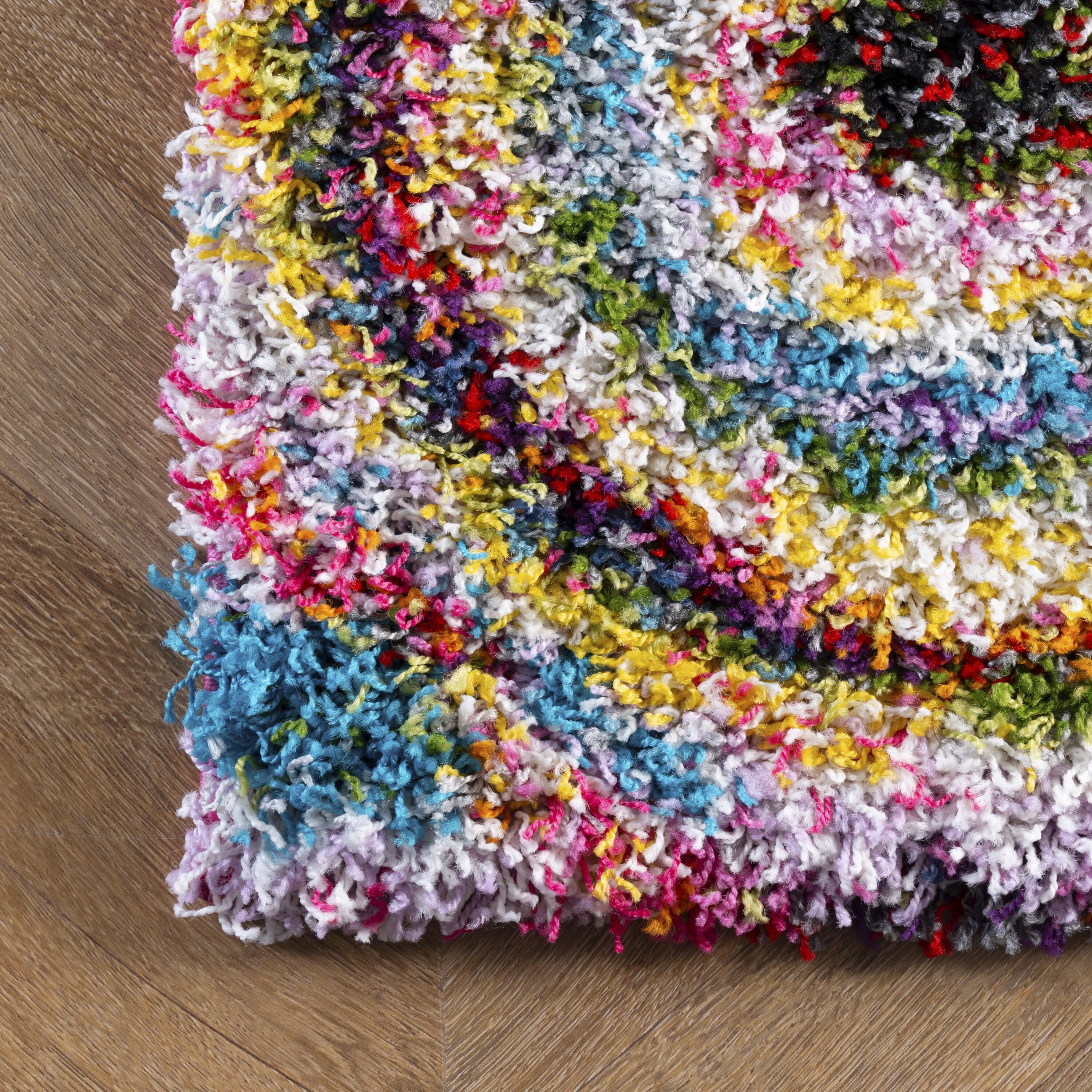 Kindra Multicolor Abstract Circle Shag 4' x 6' Rug