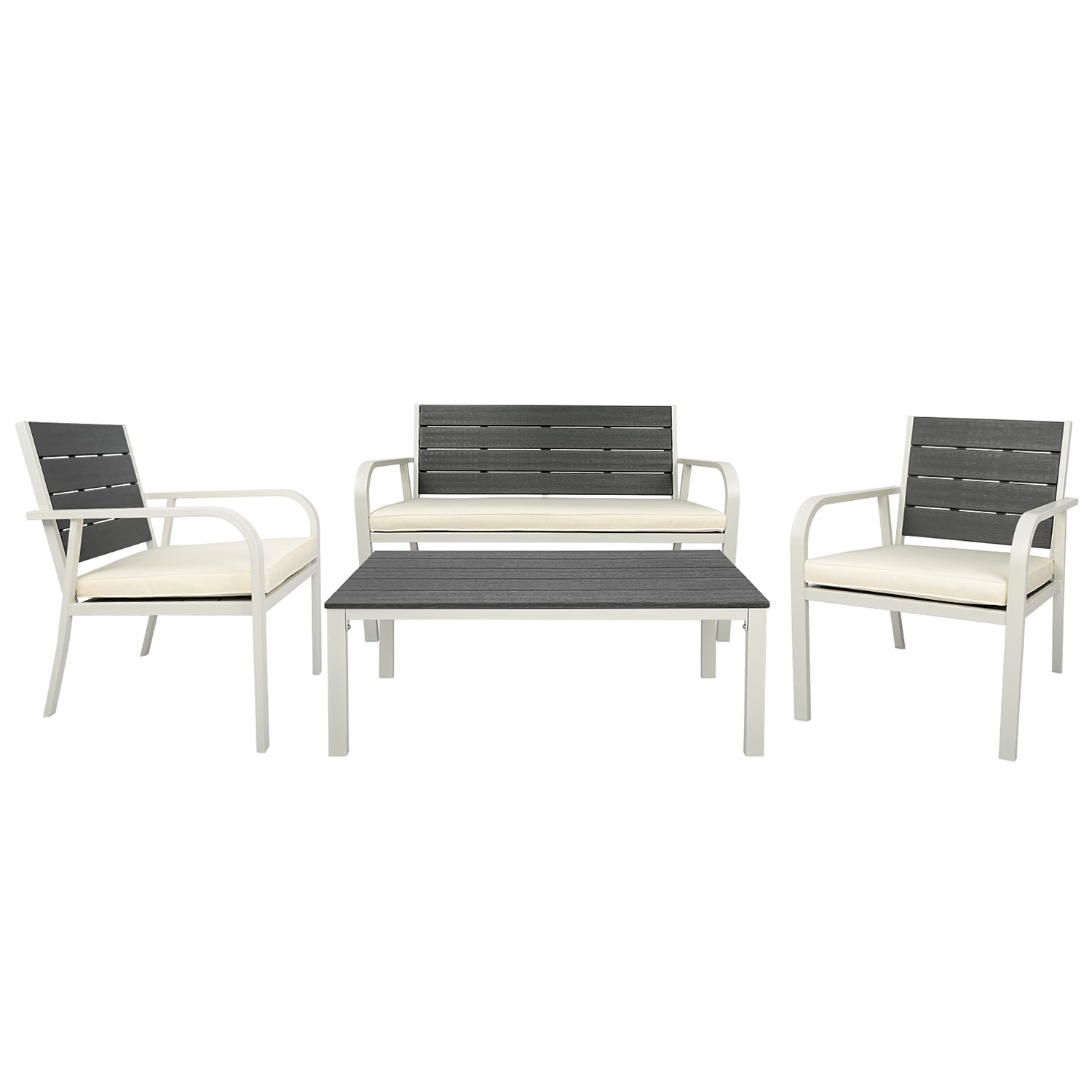 GZMR 610AACUS-LC 4 -Piece Patio Conversation Set with Off-white Cushions