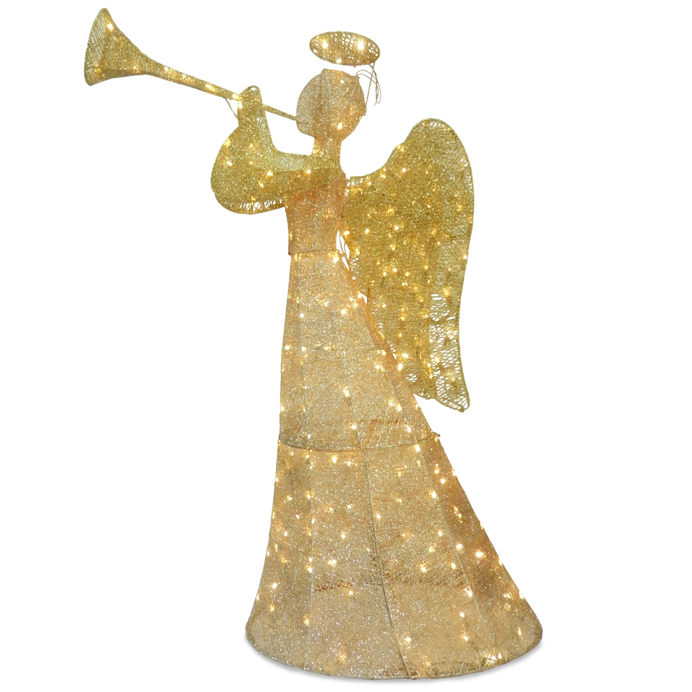 National Tree Company DF-210004C 60-Inches Freestanding Angel Free standing decoration with White LED Lights