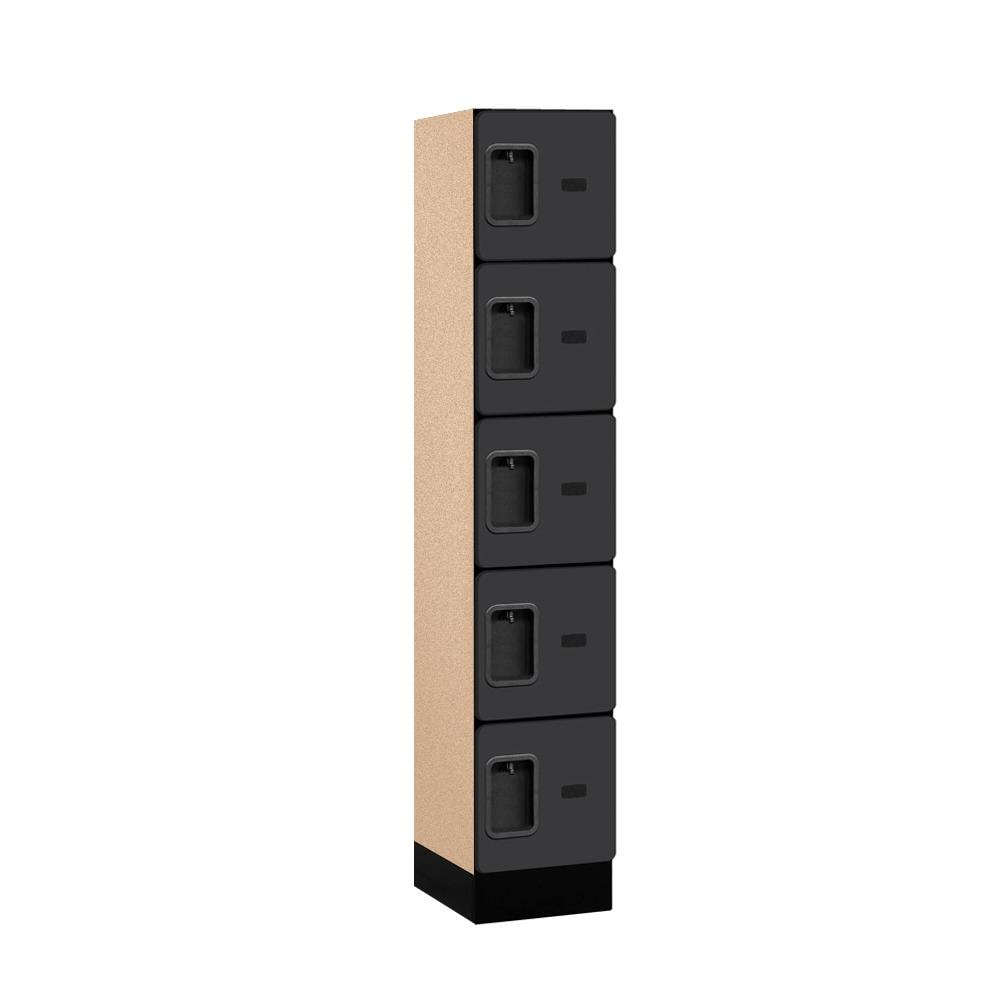 SALSBURY INDUSTRIES 35155BLK 12 -in Wide Five Tier Box Style Designer Wood Locker- 1 Wide- 5 -ft High- 15 -in Deep- Black