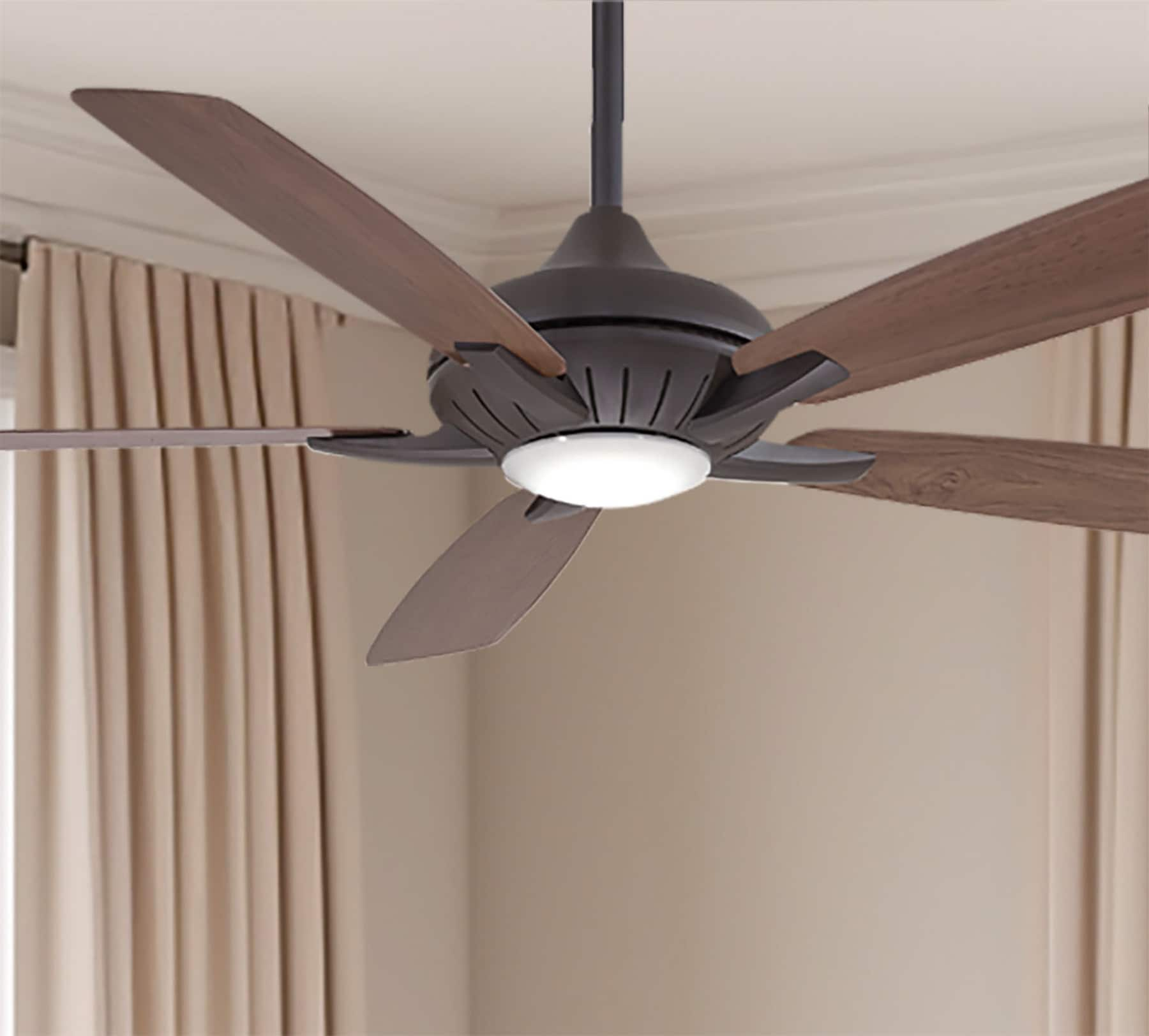 Minka Aire Dyno XL 60-in Oil Rubbed Bronze with Medium Maple/Dark Walnut Blades LED Indoor Smart Ceiling Fan with Light and Remote (5-Blade) F1001-ORB Sansujyuku sansujyuku.com