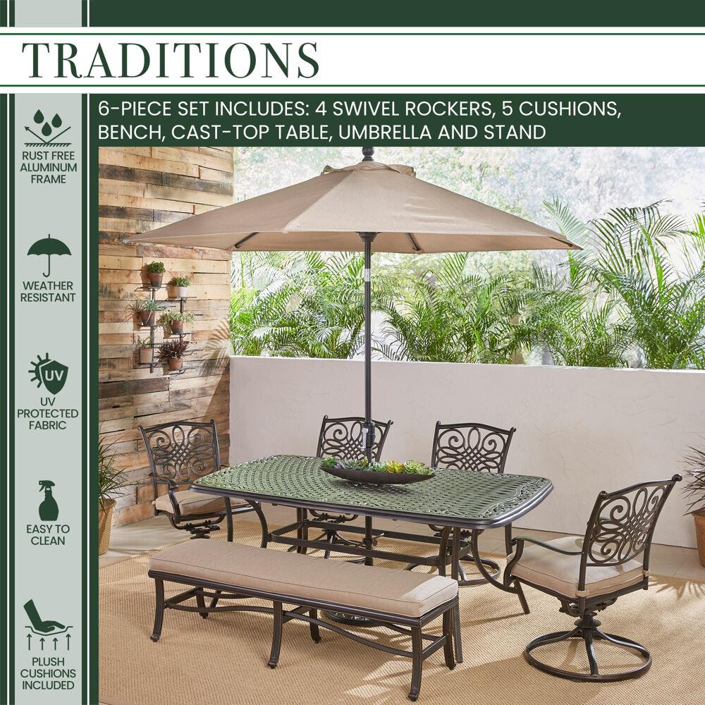 Hanover TRADDN6PCSW4BN-SU-T Patio-Dining-Sets - View #2