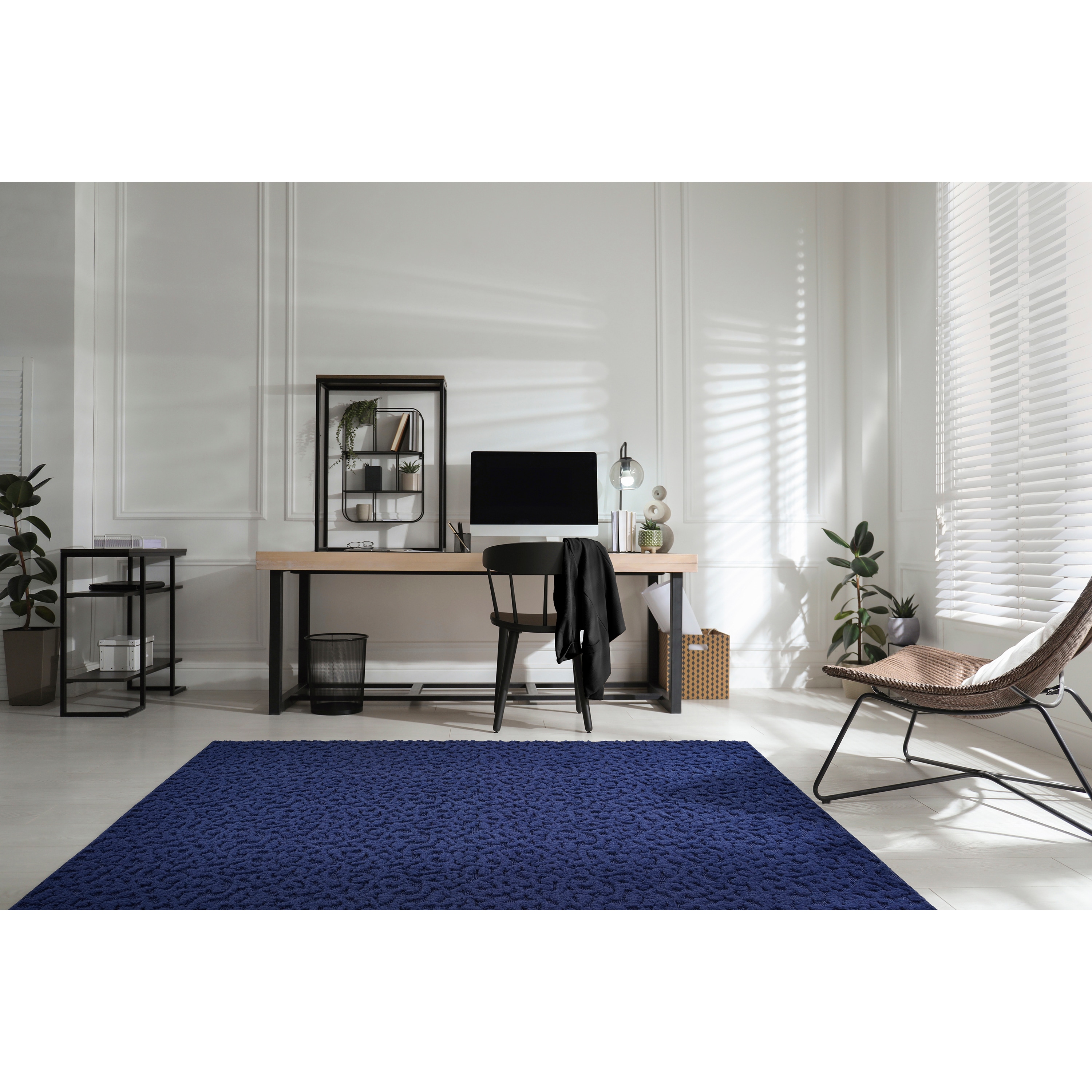 Garland Rug CL010N090114E5 Ivy 8 x 10 (ft) Tufted Polypropylene Navy Rectangular Indoor Floral/Botanical Farmhouse/Cottage Area rug