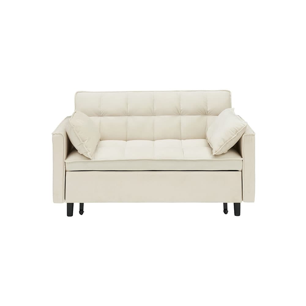JUJABU EB410-44 White Modern velvet sofa sofa pull out bed small love seat casual sofa with back