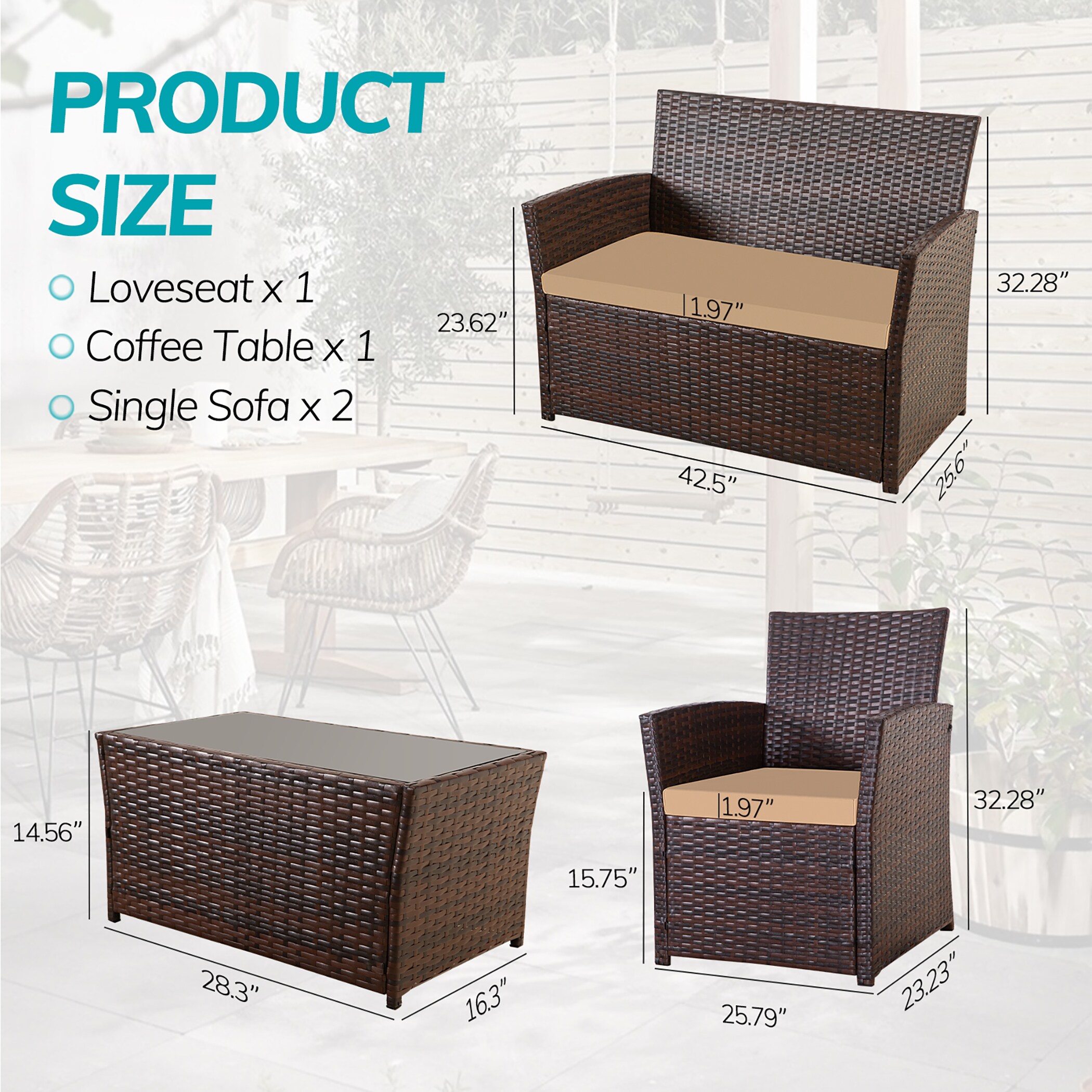 FOREST HOME FT-ZJ111GREY Patio-Conversation-Sets - View #2