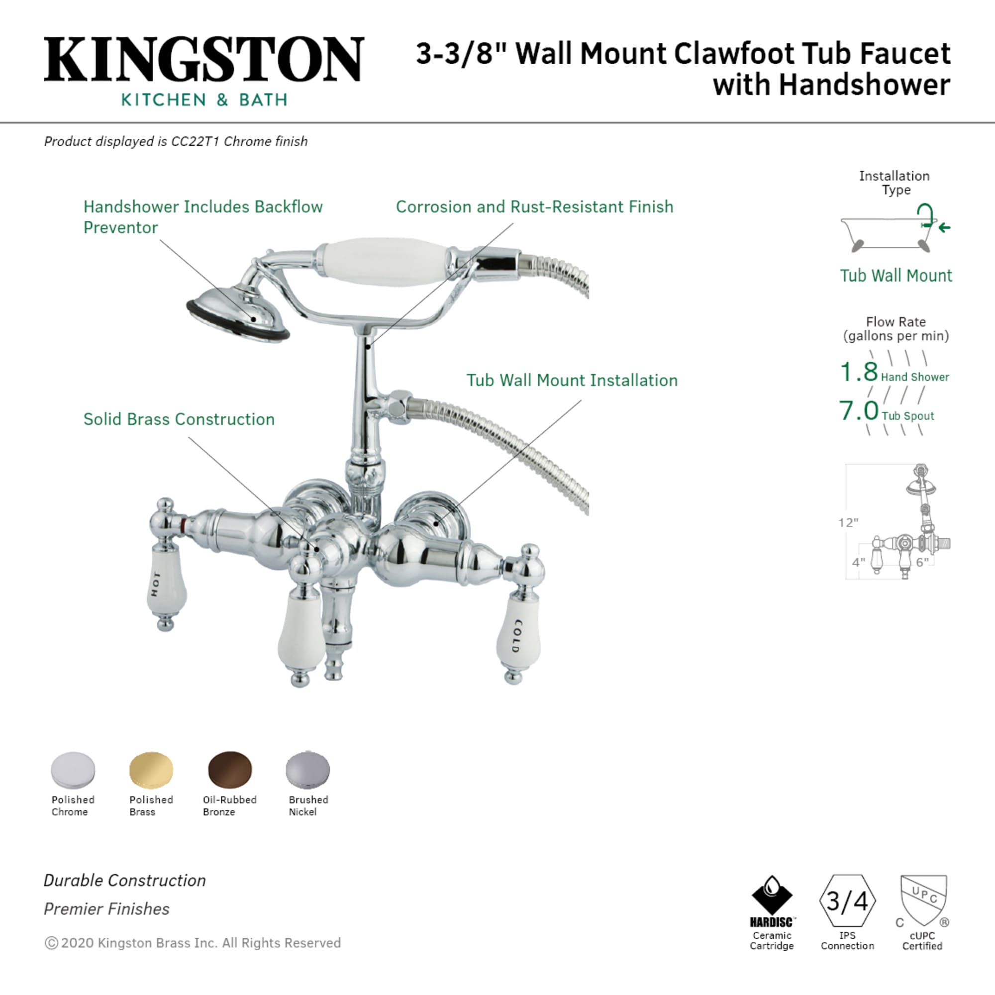 Elements of Design DT0201CL Roman-Tub-Faucets - View #2