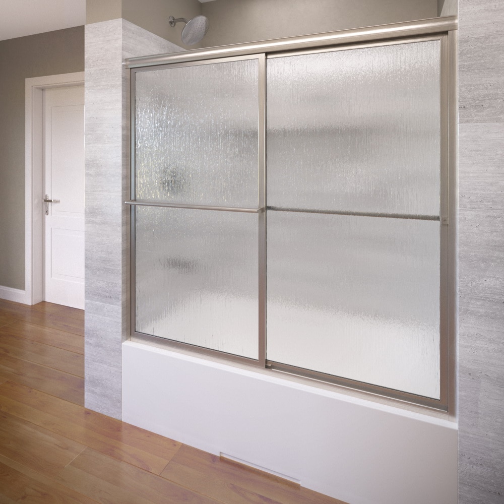 Basco 6150-60RNBN Deluxe Brushed nickel 57-in to 59-in W x 58.5-in H Framed Bypass Sliding Bathtub door