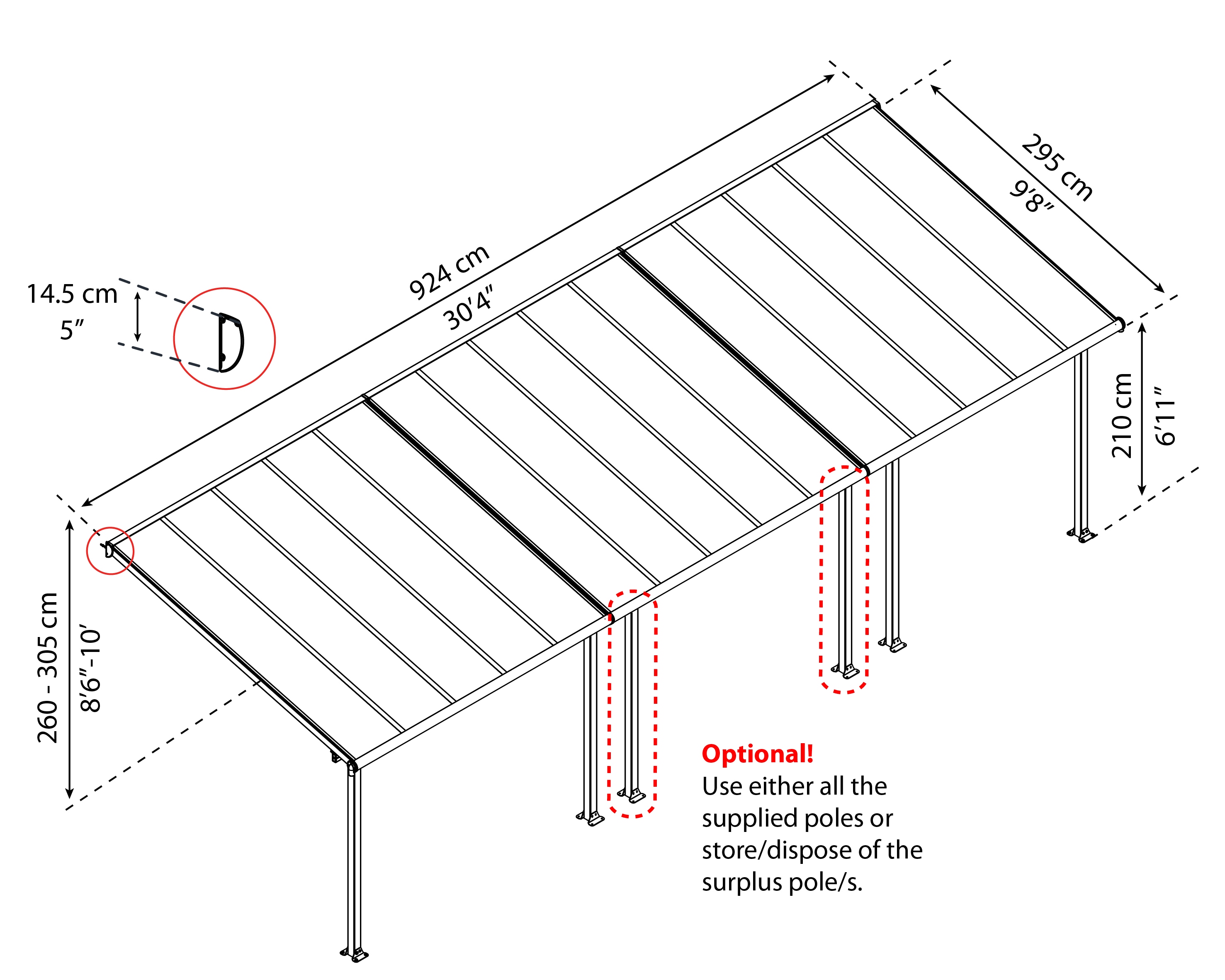 Canopia by Palram Olympia 10-ft x 30-ft Gray/Bronze Aluminum Patio ...