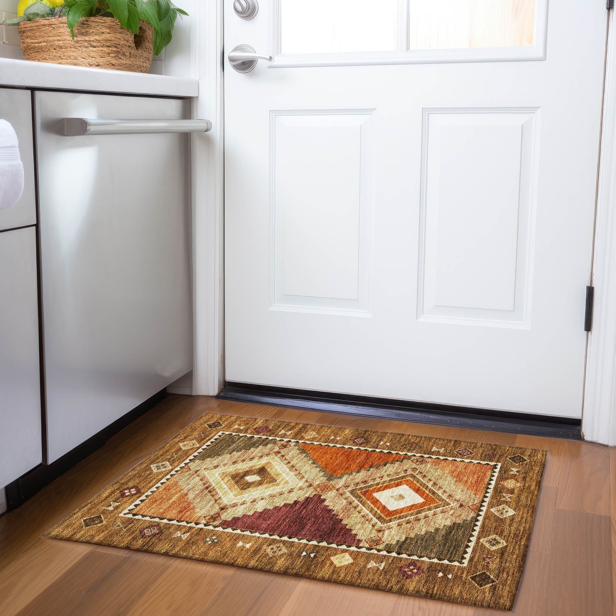 Addison Rugs AMF177BR20X30 Mayfield AMF177BR 2 x 3 (ft) Loomed Polyester Brown Rectangular Indoor Geometric Machine washable Area rug