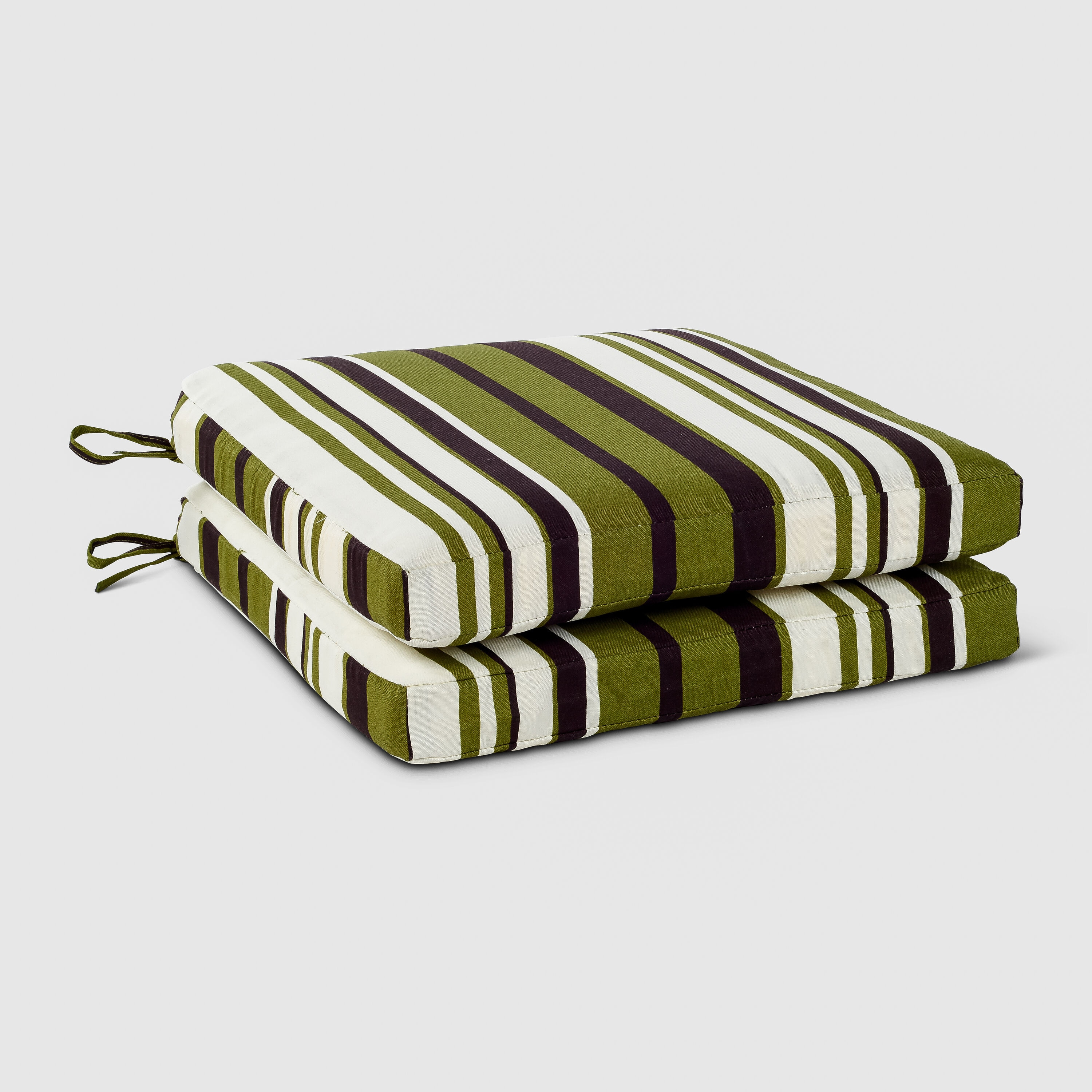 Haven Way 59-GS02DC 18-in x 18-in 2-Piece Green Stripe Patio Chair Cushion