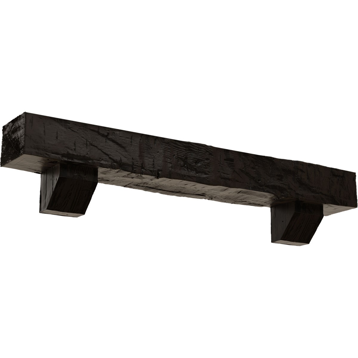 Ekena Millwork MANUHH06X08X60ASZW 60-in W x 6-in H x 8-in D Walnut (Premium) Hollow Urethane Rustic Fireplace Mantel