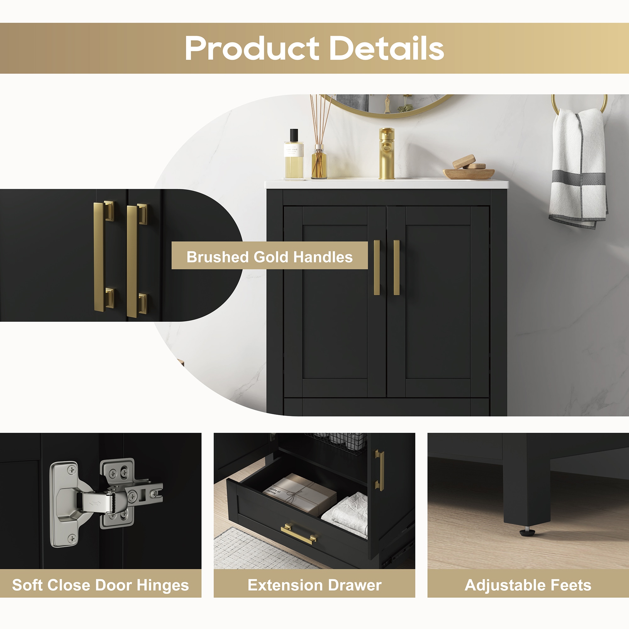 DELUXE LIVING V24033KD-24BK Bath-Vanity-Combo - View #5