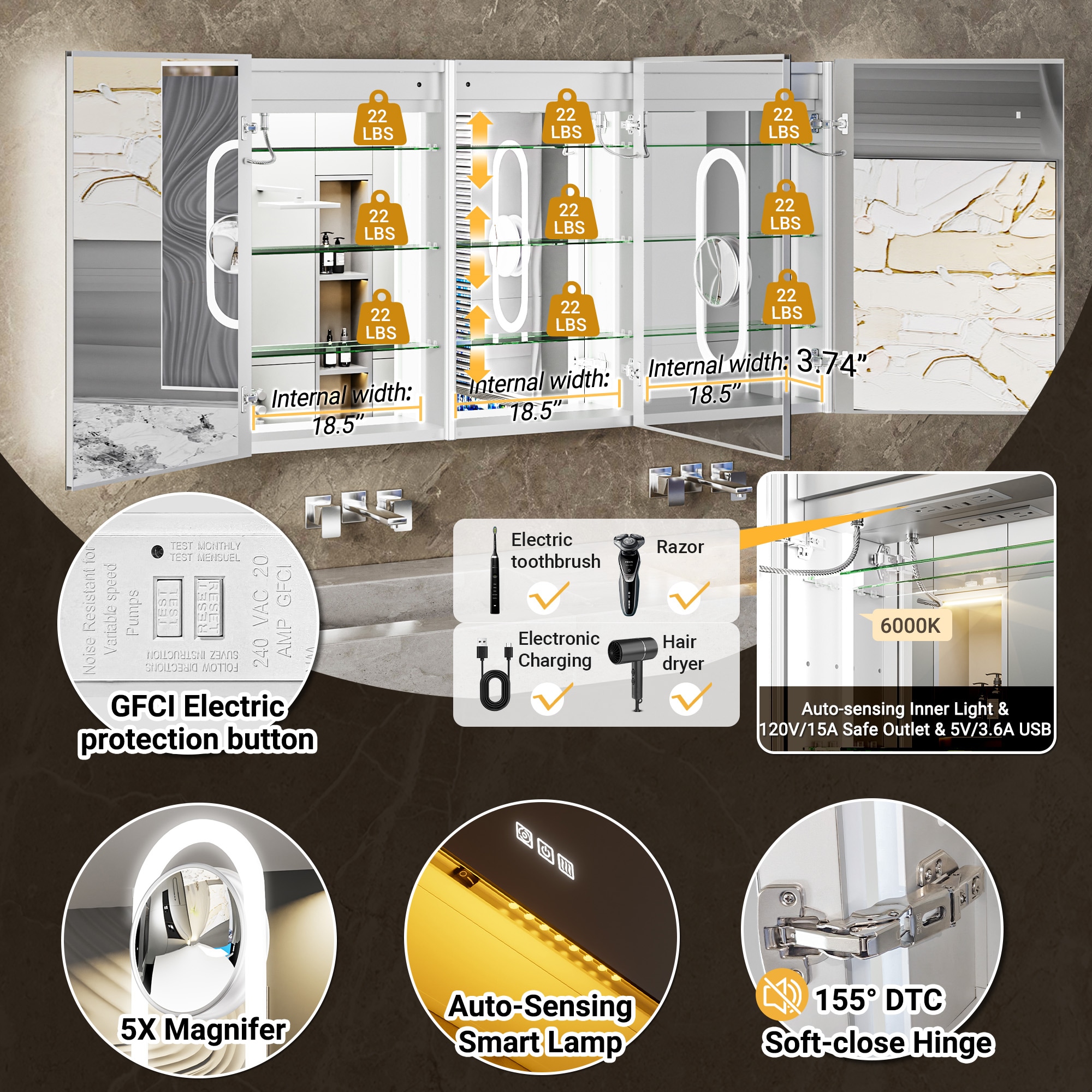 QueenFun MCALP2432 Bathroom-Medicine-Cabinets - View #5