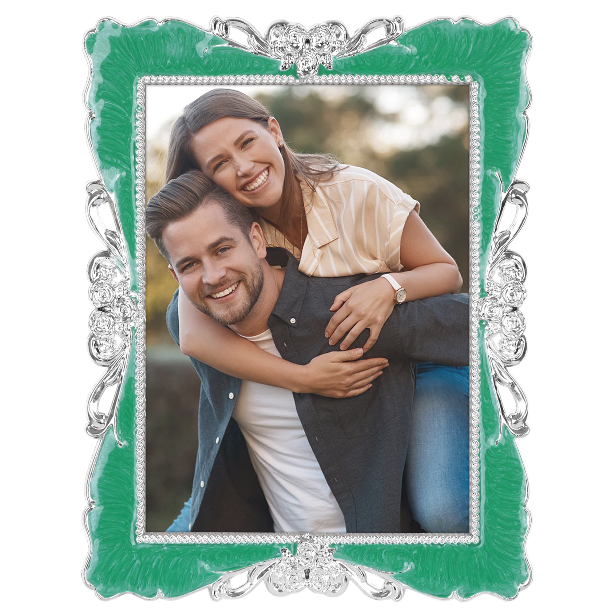 Unique Bargains - Picture Frame  Vintage Retro Plated Picture Frame Decorated with Crystals Photo...
