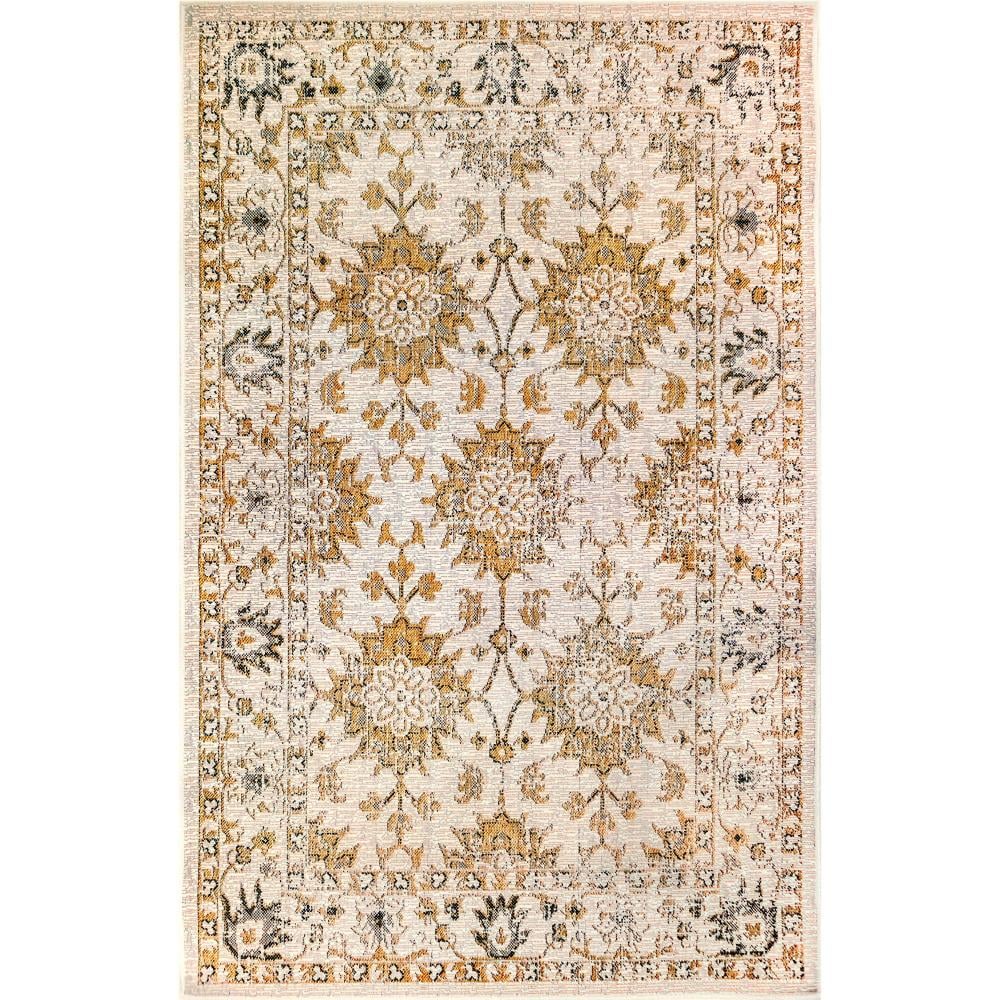 Carmel Vintage Floral Round Sand Indoor/Outdoor Rug