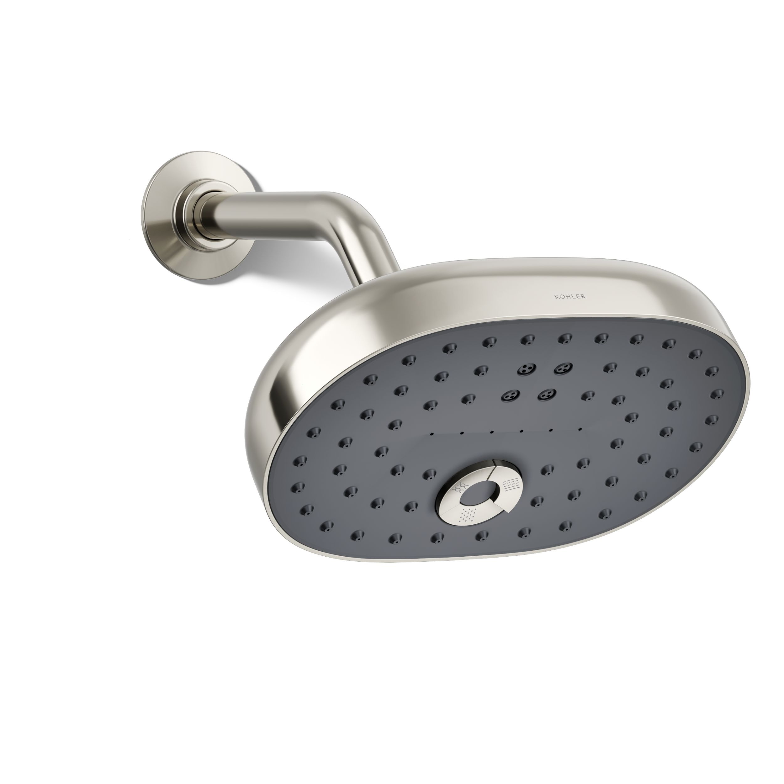 KOHLER 26290-SN Statement 3 -Spray Polished Nickel 7.94-in Oblong Shower Head High Pressure 2.5 GPM