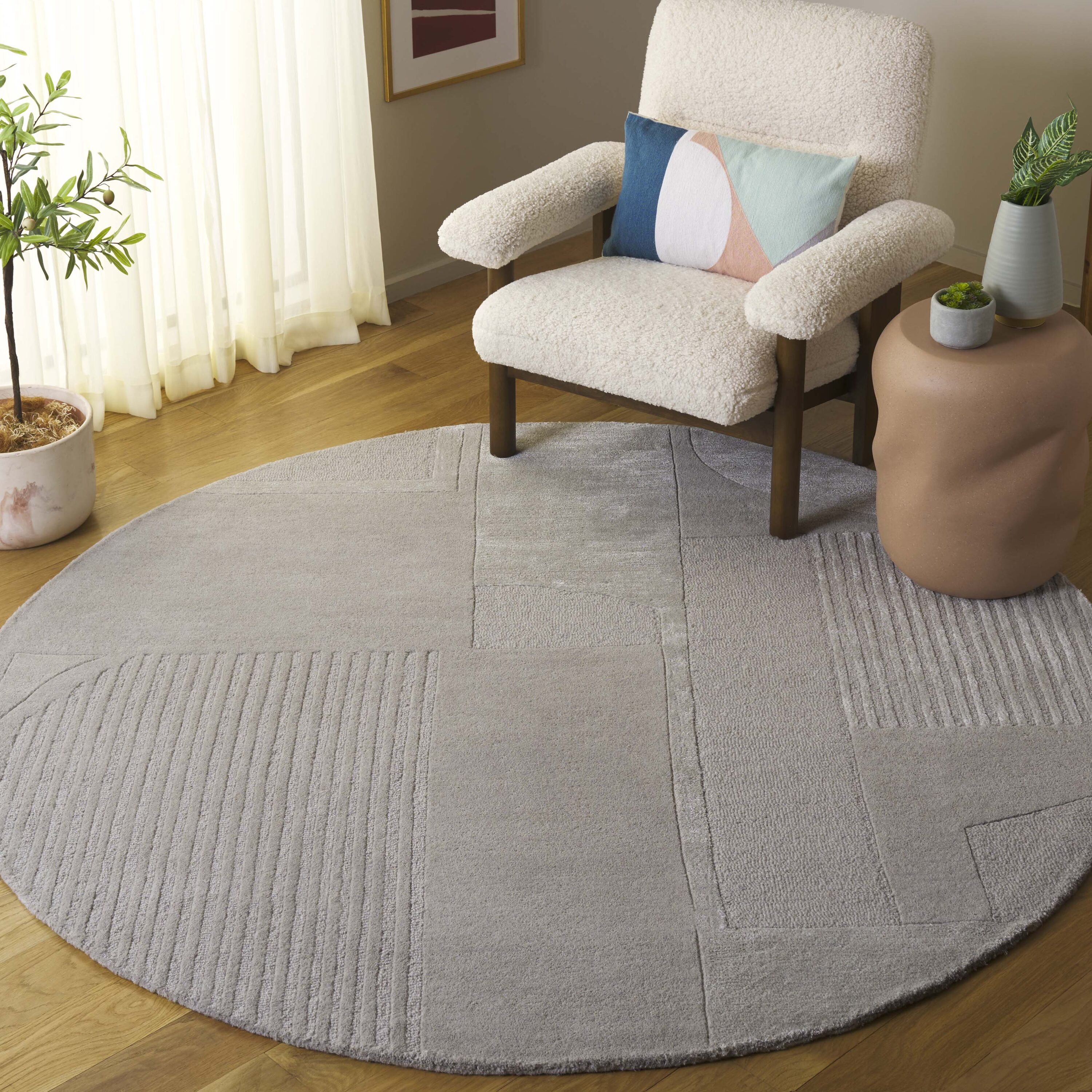  Fifth Avenue 251 Gray Contemporary 6ft x 6ft Round Rug