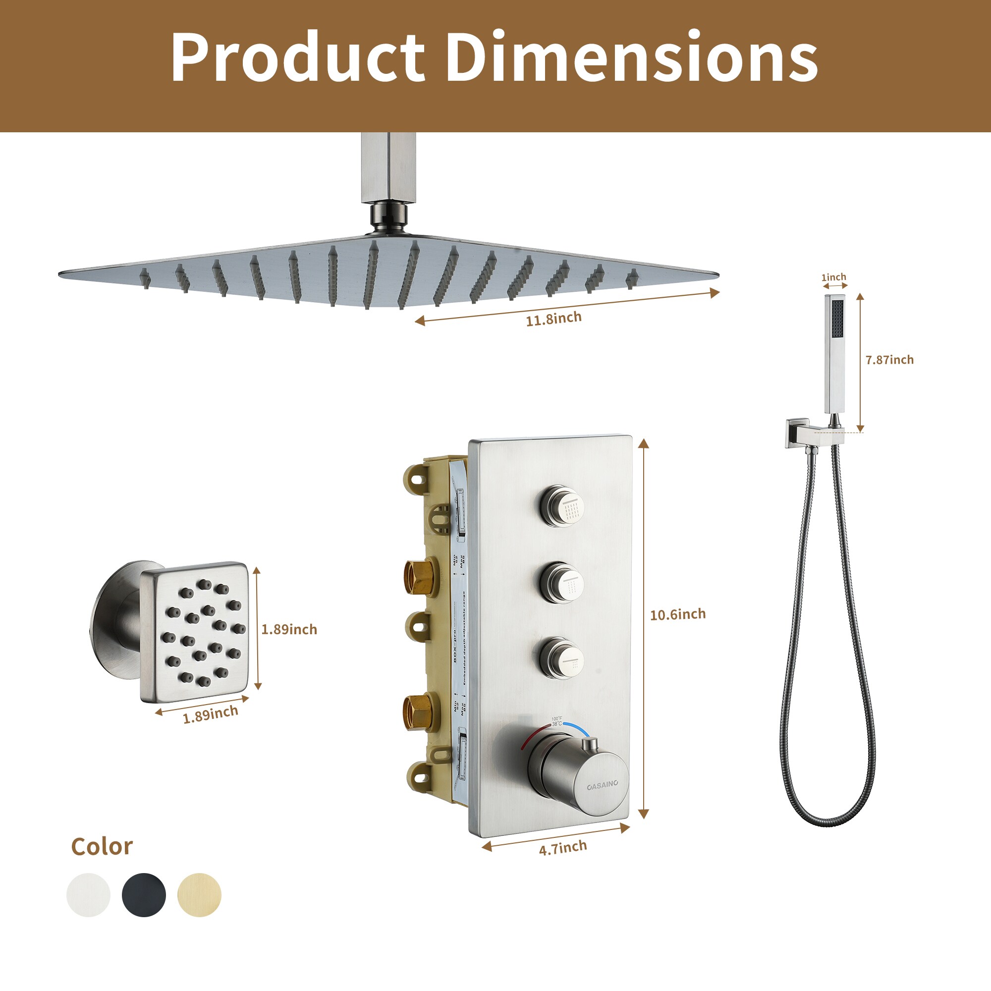WELLFOR NP93108BN Showerhead-Bar-Panels - View #4