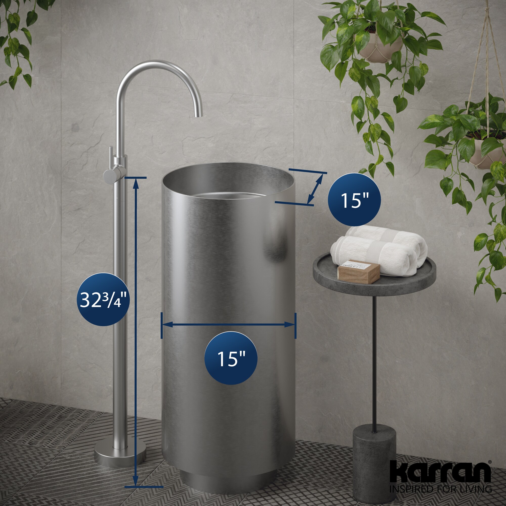 Karran CCP100SS Complete-Pedestal-Lavatories - View #4