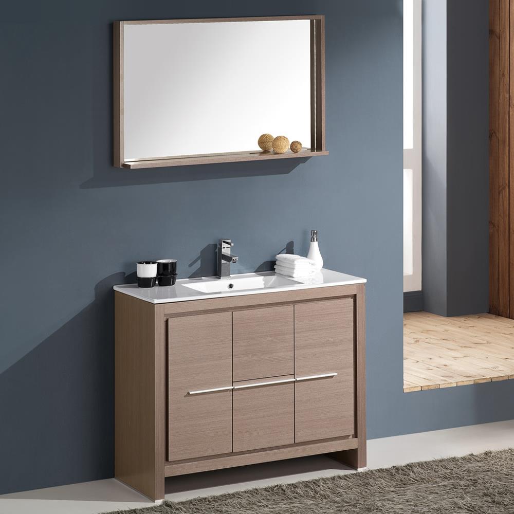 Fresca Allier 40-in Gray Oak Single Sink Bathroom Vanity with White ...