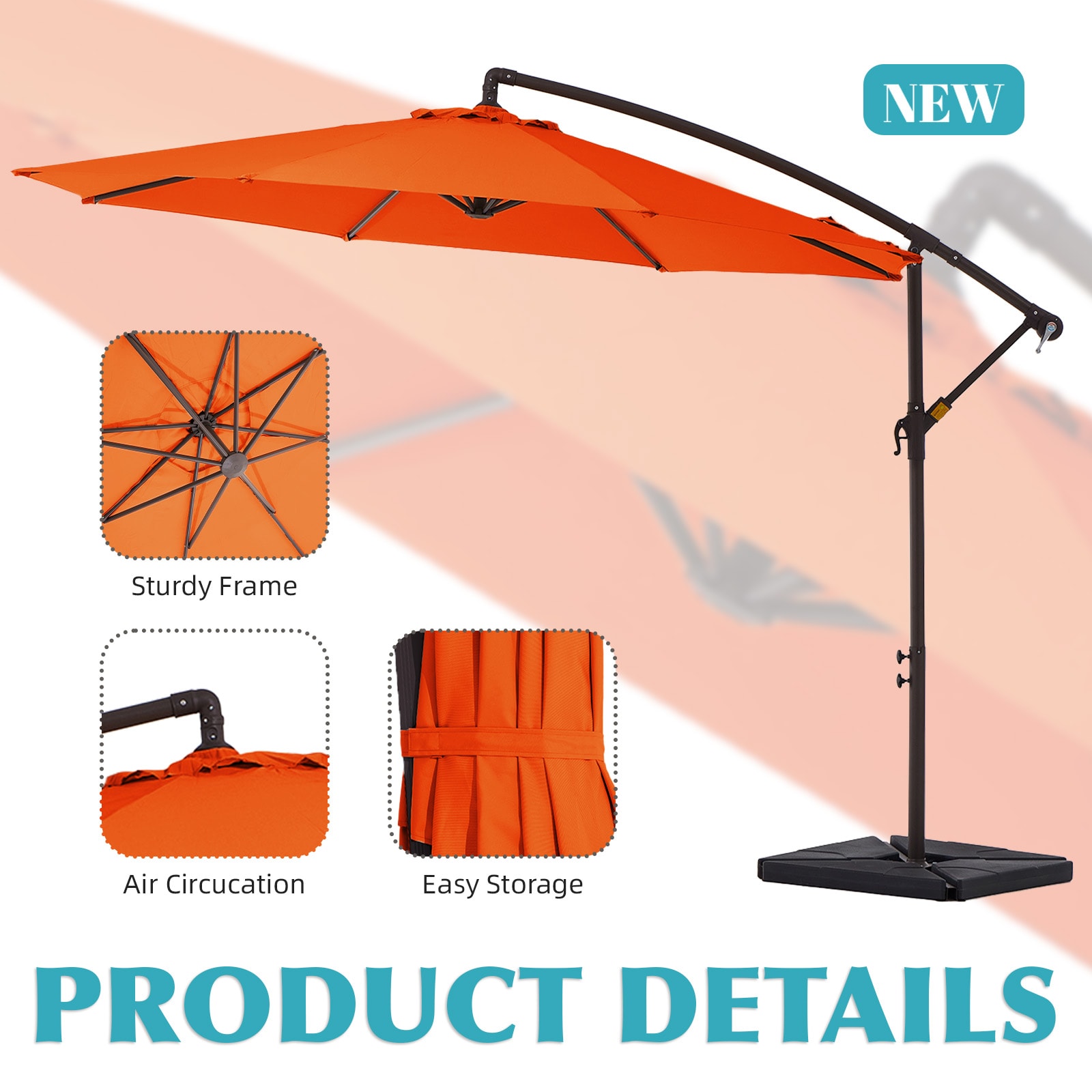 JEAREY JE-SXJS+DDSD-10FT-OR Umbrellas-2 - View #3