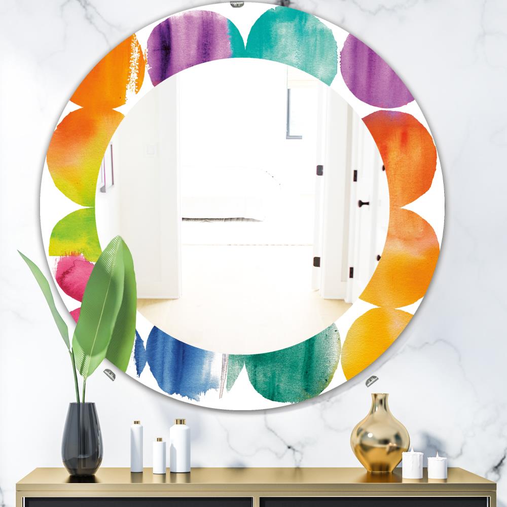 Designart MIR30882-FC32 31.5-Inches W x 31.5-Inches H Round Yellow Polished Wall Mirror