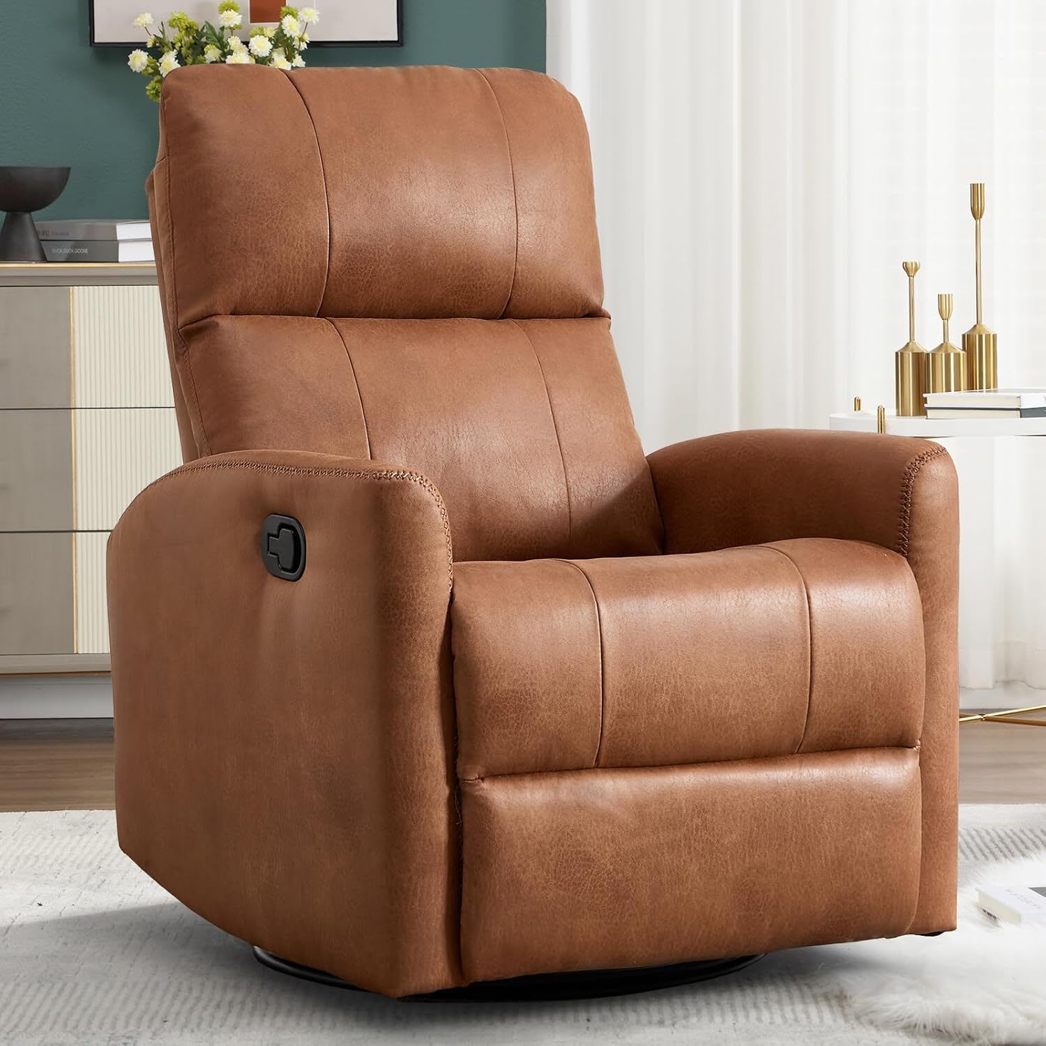 Canmov -  Manual Faux Leather Glider Rocking Recliners 360 Degrees Swivel Nursery Reclining Sofa ...