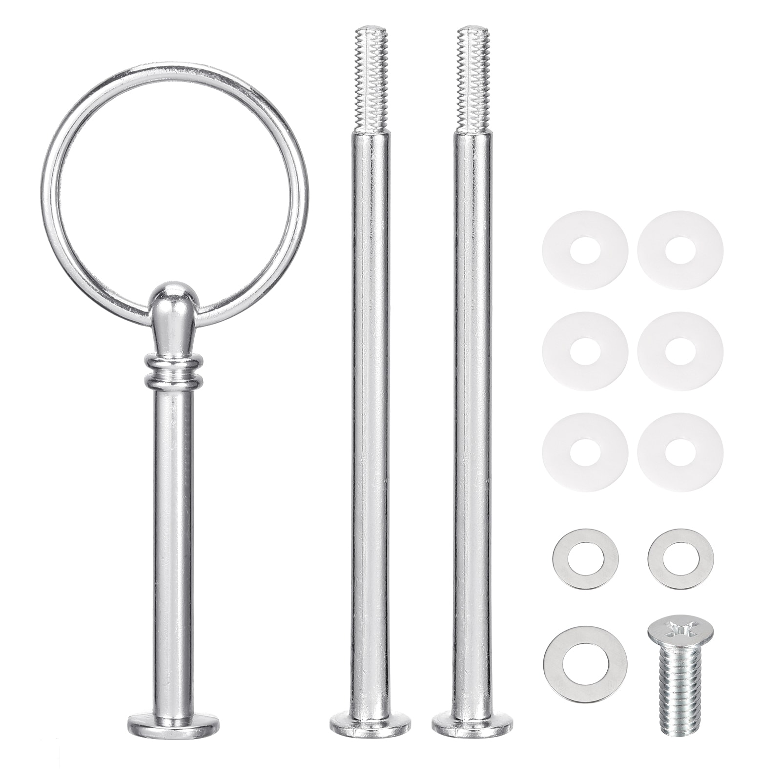 Unique Bargains 1 Set Cake Tray Stand Handle Cupcake Dessert Plate Hardware Fitting Holder Rod Stand Handle for Cake Stand Wedding Party 3-Tiers Round Silver