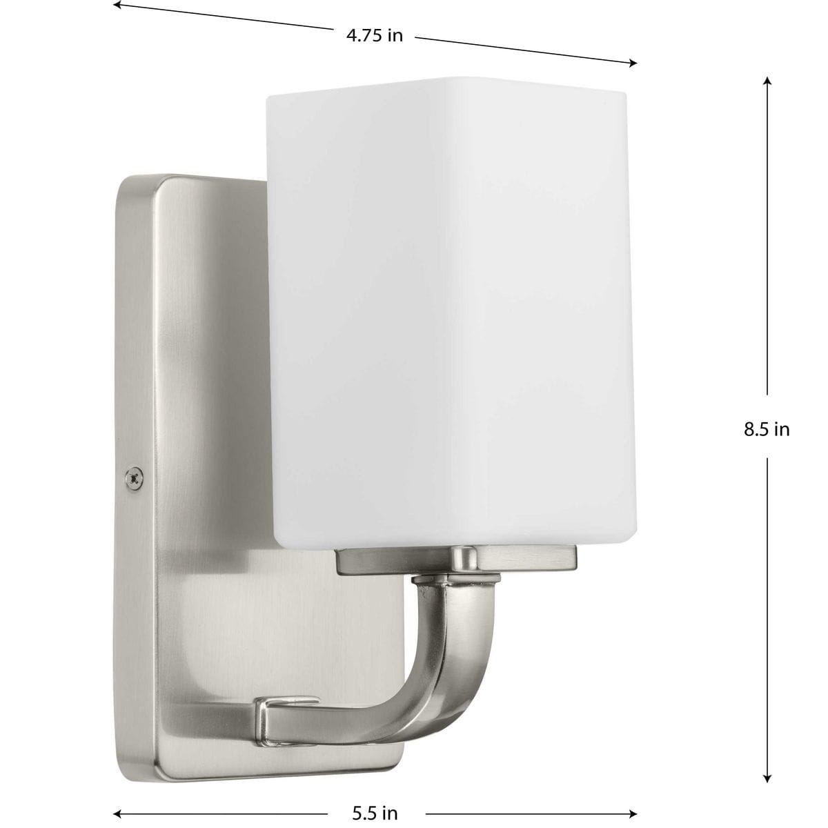 Brushed Nickel Cylinder Wall Sconce with Etched Opal Glass Shade