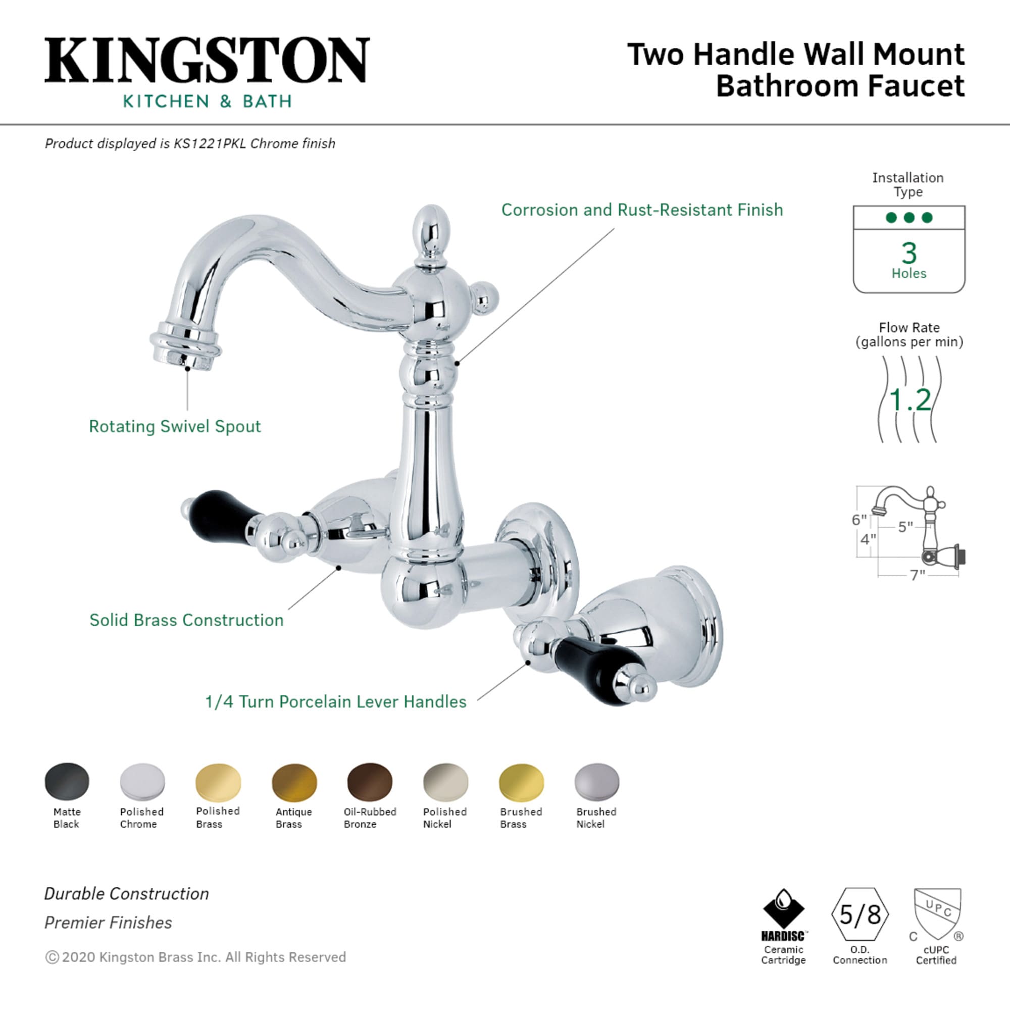 Kingston Brass WLKS1225PKL Lavatory-Faucets - View #2
