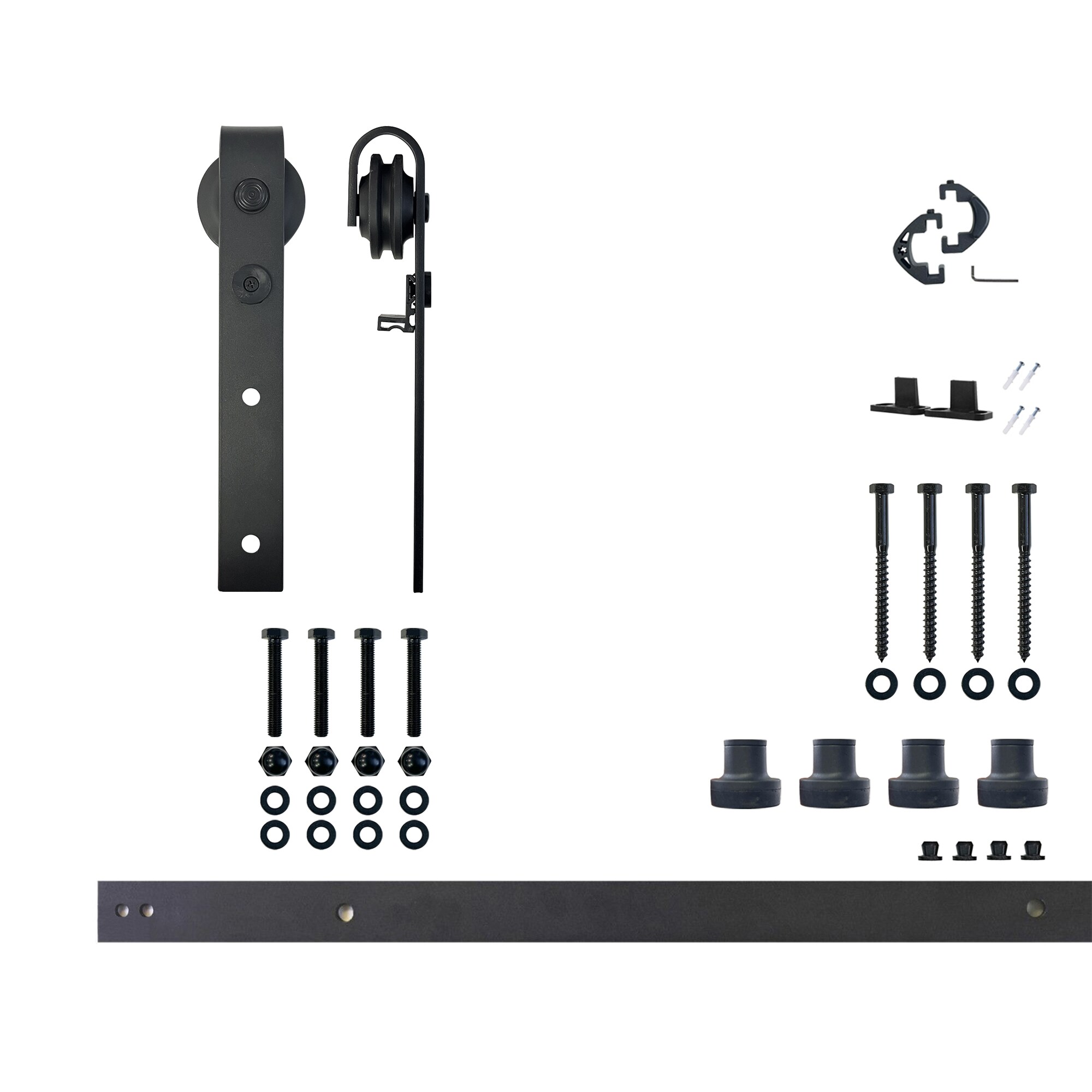 HOMACER 66-in Rustic black Black Indoor J-strap Single Barn door hardware kit #YT1TGH066C