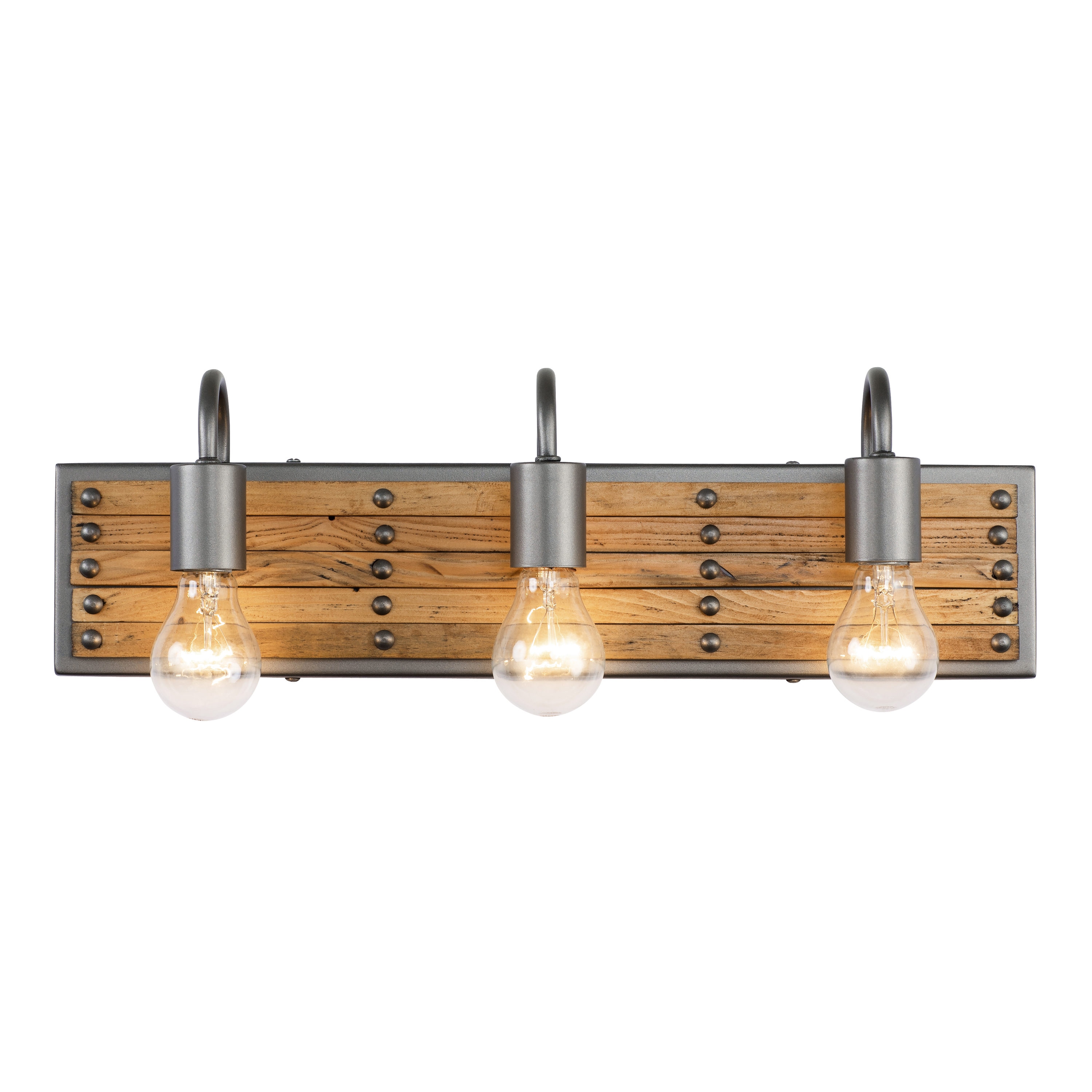Ella Jane New Bronze 3-Light Bath Vanity with Recycled Wood