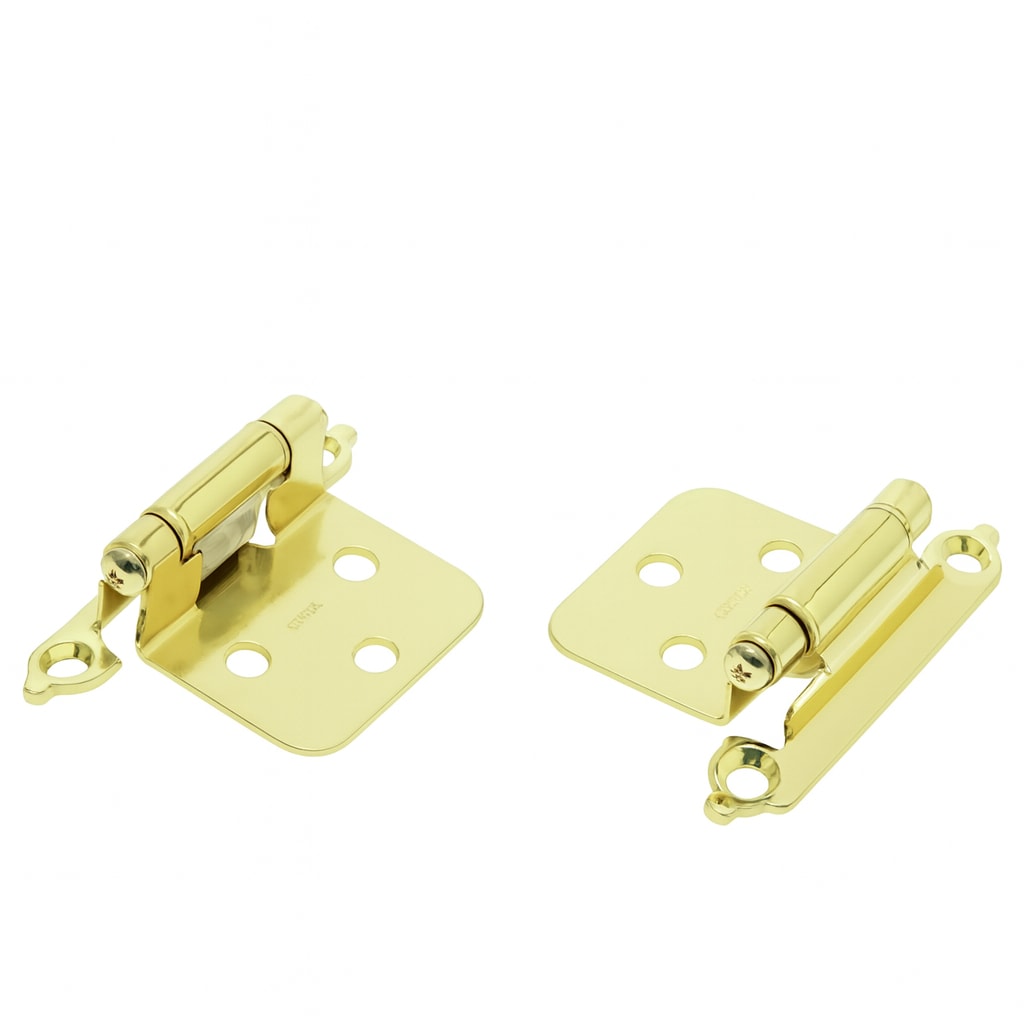 Sapphire SP-803980 Half Overlay Overlay Surface Self-Closing Soft-Close Satin Brass Cabinet Hinge, 25 Pair(s) 50 -Pieces