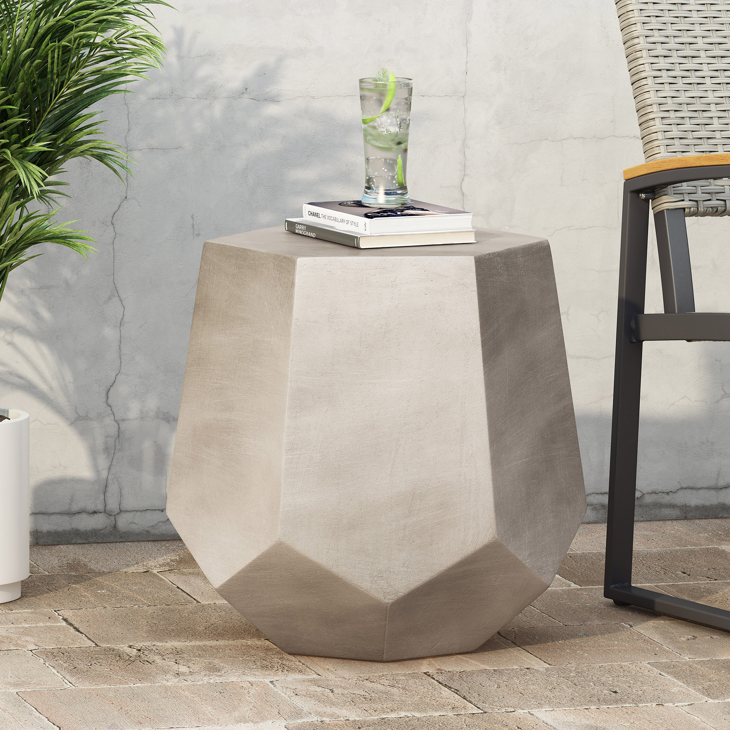 Moda Furnishings MD70884 Belle Hexagon Outdoor End 18.5-in W x 20.5-in L