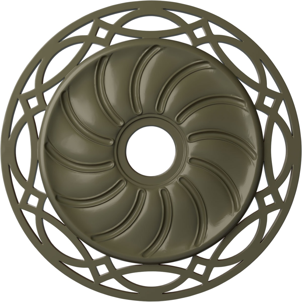 Ekena Millwork CM26LOPTF Loera 26.625-in W x 26.625-in L Painted Turtle Polyurethane Whole Ceiling Medallion