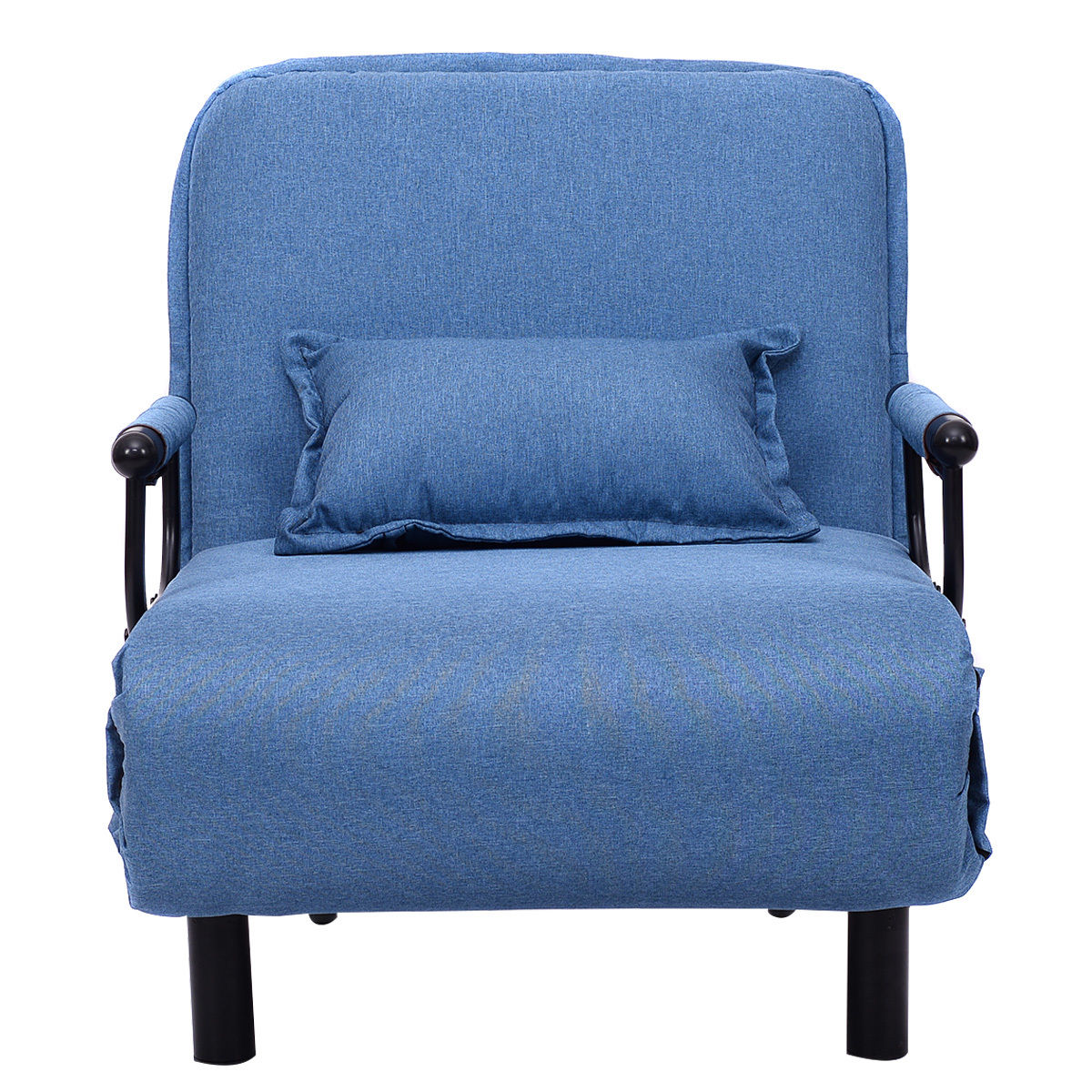 URTR 43.3 in. Blue Twin Foldable Floor Sofa Bed, Folding Futon