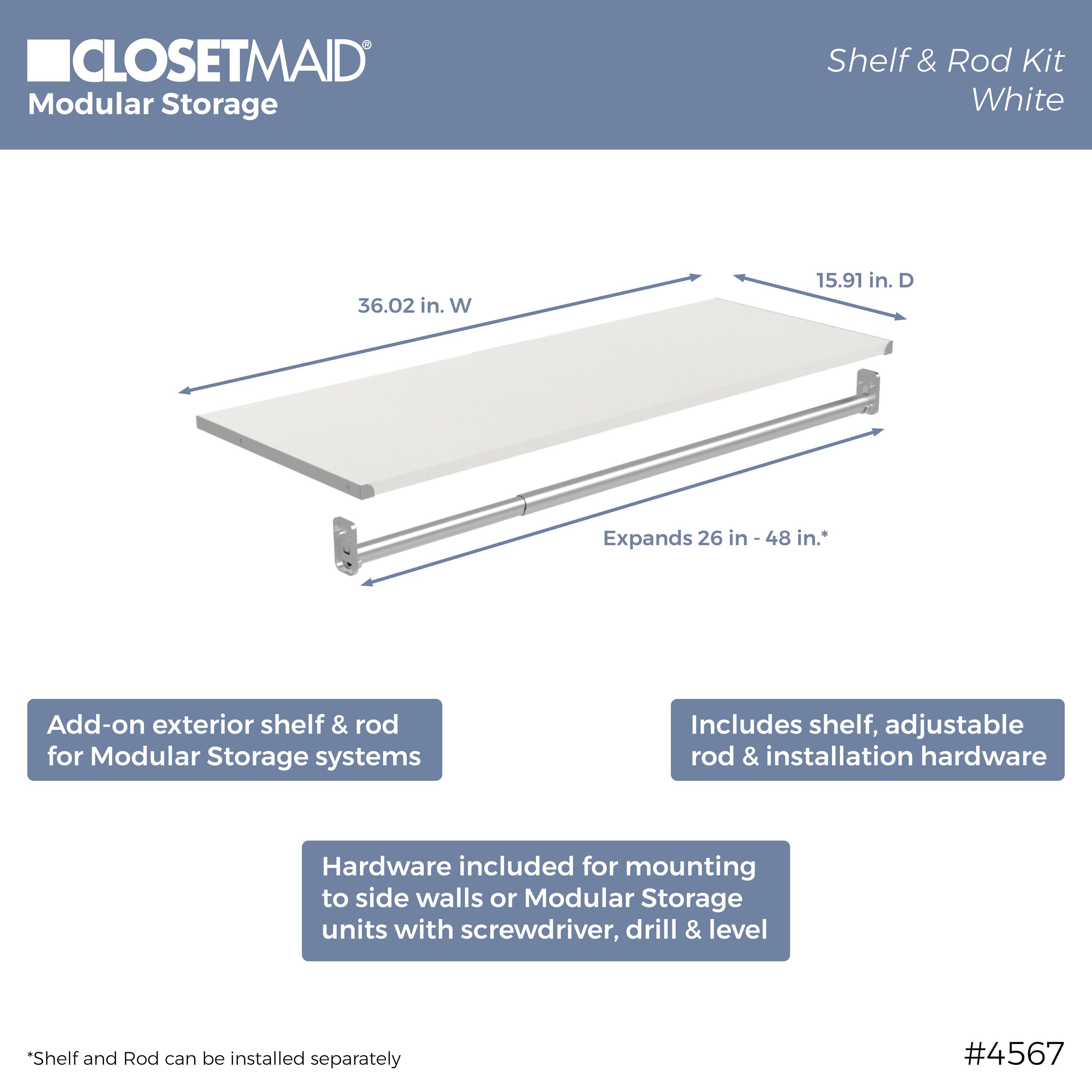 ClosetMaid Modular Storage 4.78-ft to 4.78-ft W x 6.7-ft H White Solid ...