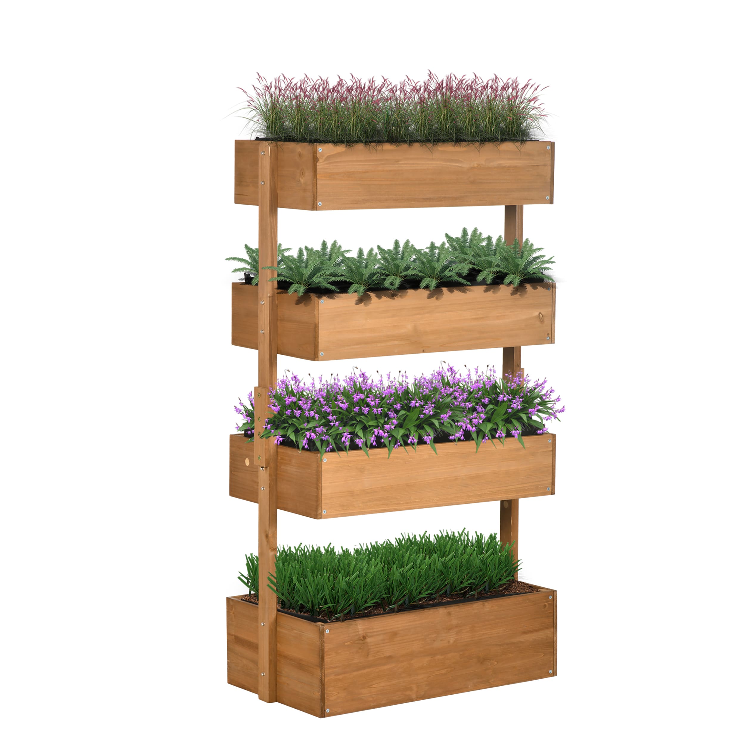 AHIOU HOME ZAAHG-P200807GB 17.75-in W x 31.5-in L x 56-in H Orange Wood Raised Planter Box