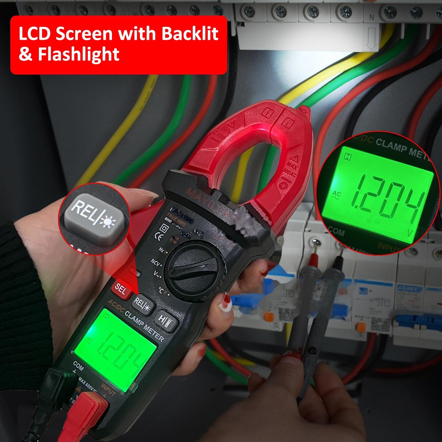 Anqtovp Digital Clamp Meter Multimeter 6000 Counts Auto-ranging Volt ...