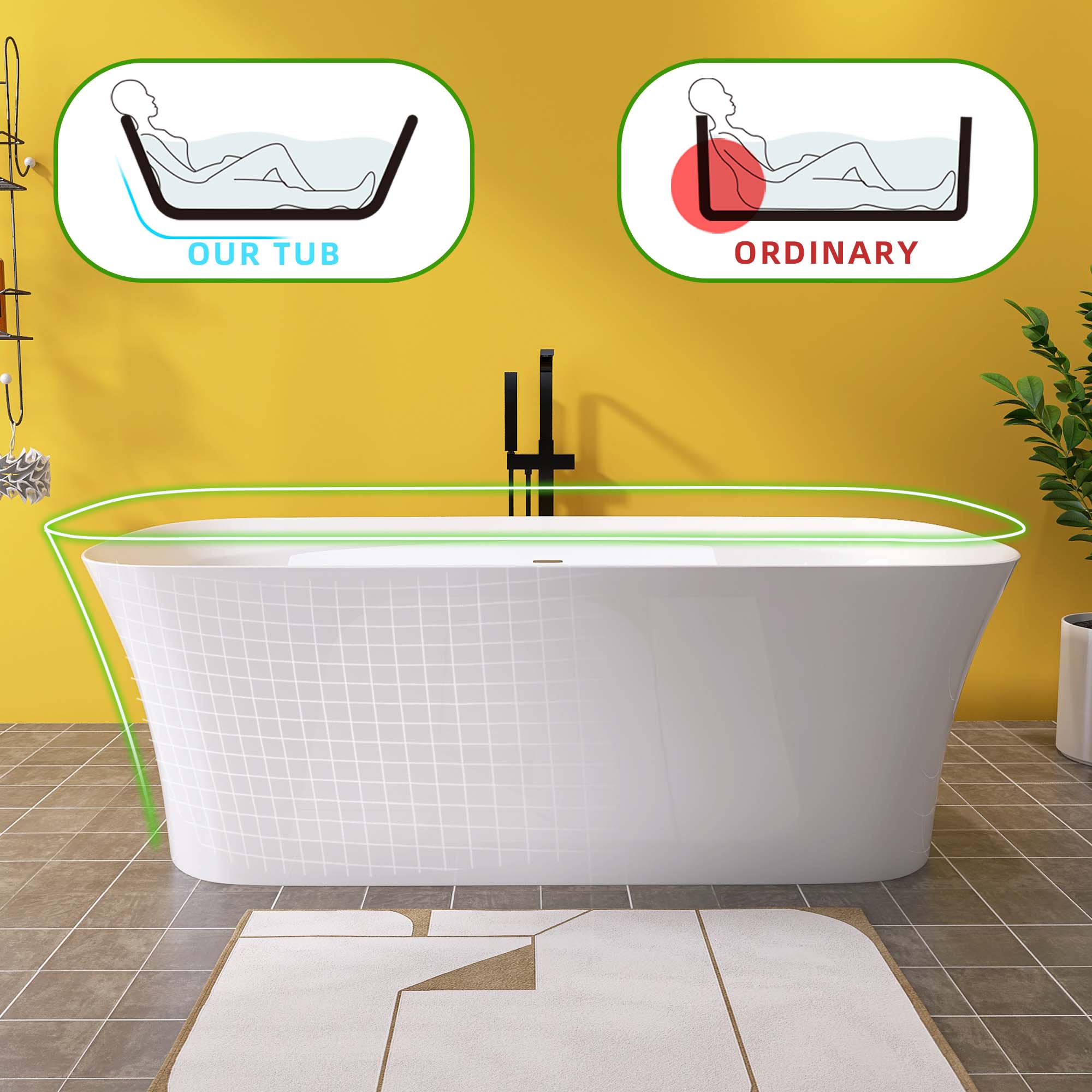 WELLFOR QBT-P342-W67EG bathtubs - View #6