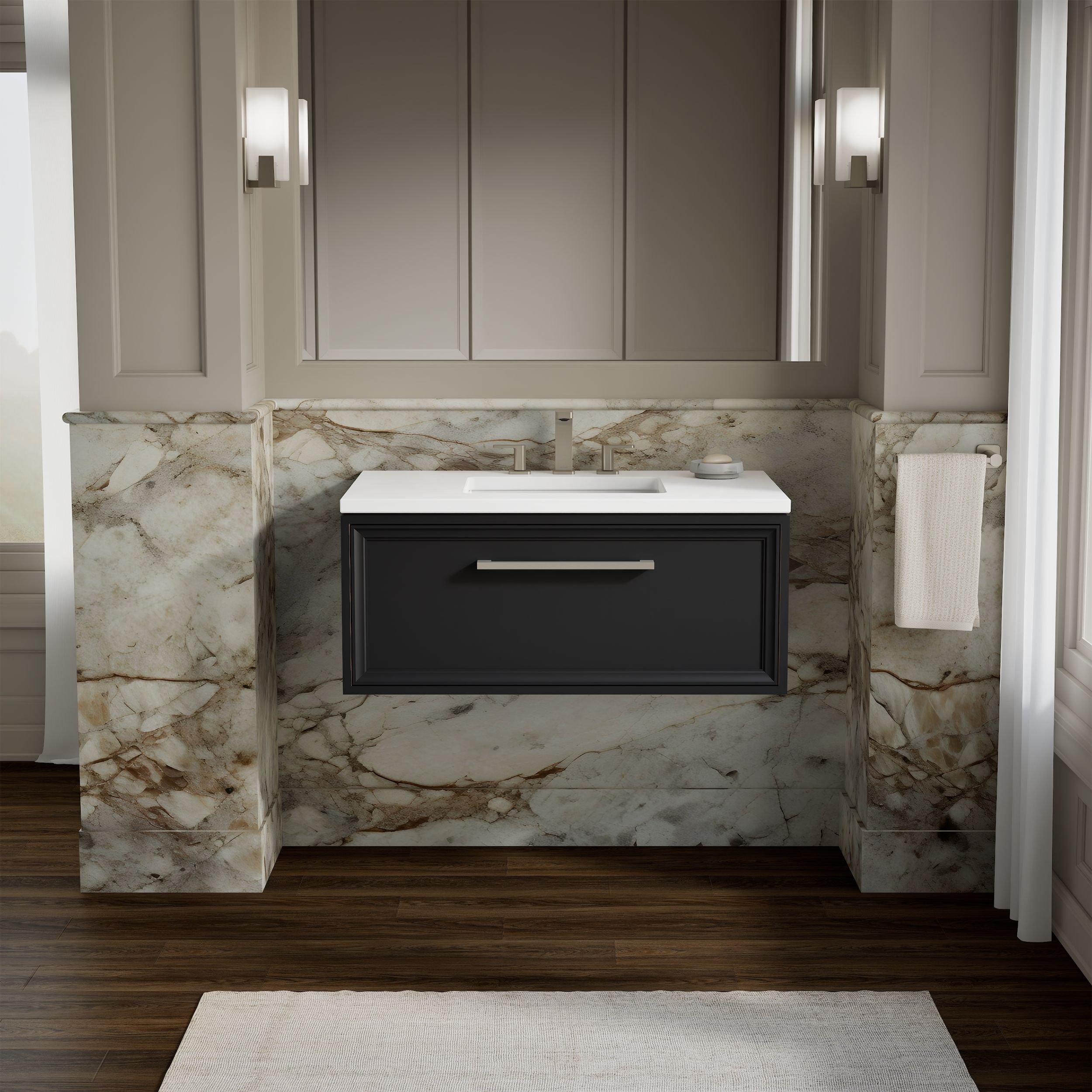 KOHLER - Lodern 36-in Slate Grey Undermount Single Sink Bathroom Vanity with Miami White Quartz Top